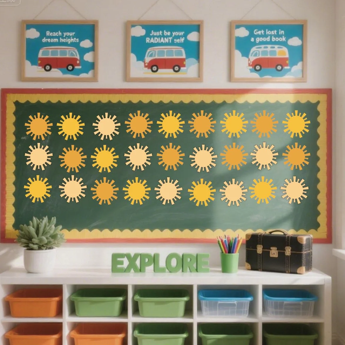 Lot de 120 cartes en forme de soleil 9,9 x 9,9 cm Décoration murale rétro fête prénatale