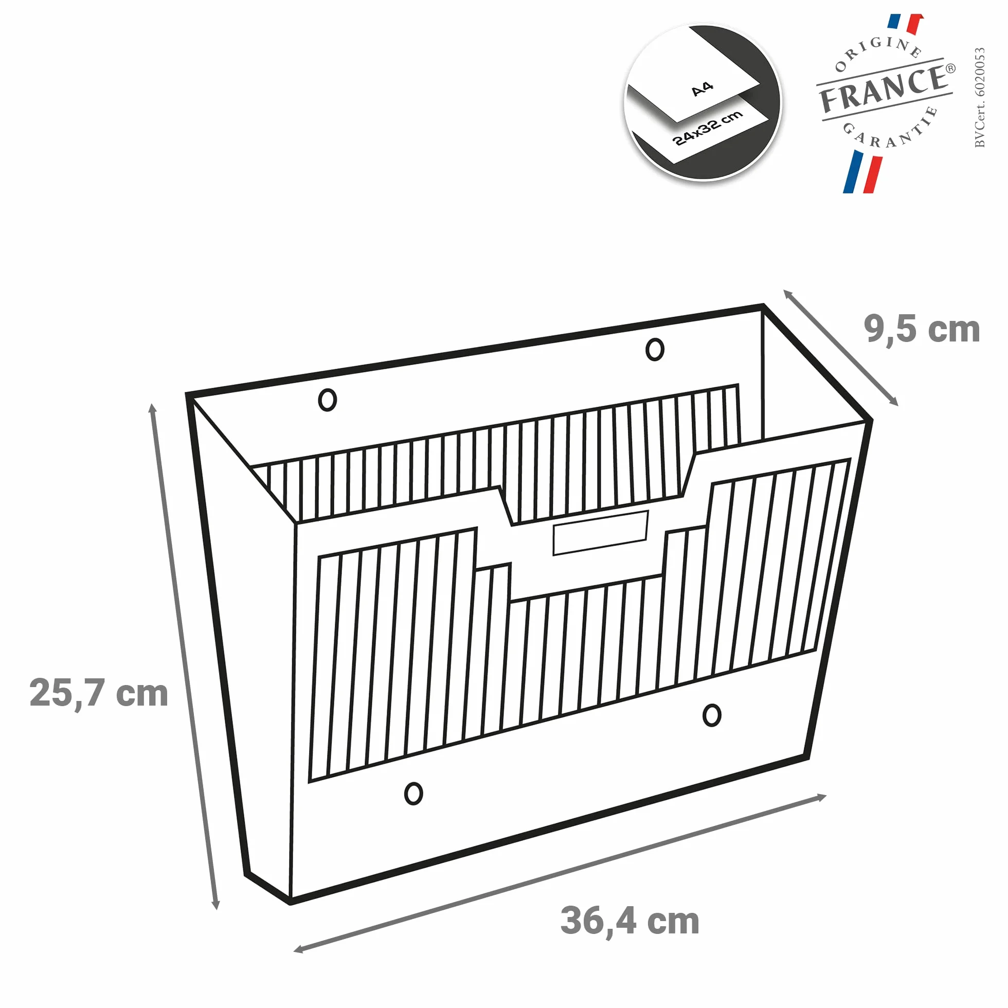 CEP Corbeille murale Trieur Porte documents Courrier A4 24x32 cm Rangement Dossiers Organiseur bureau Grande Capacité Gris