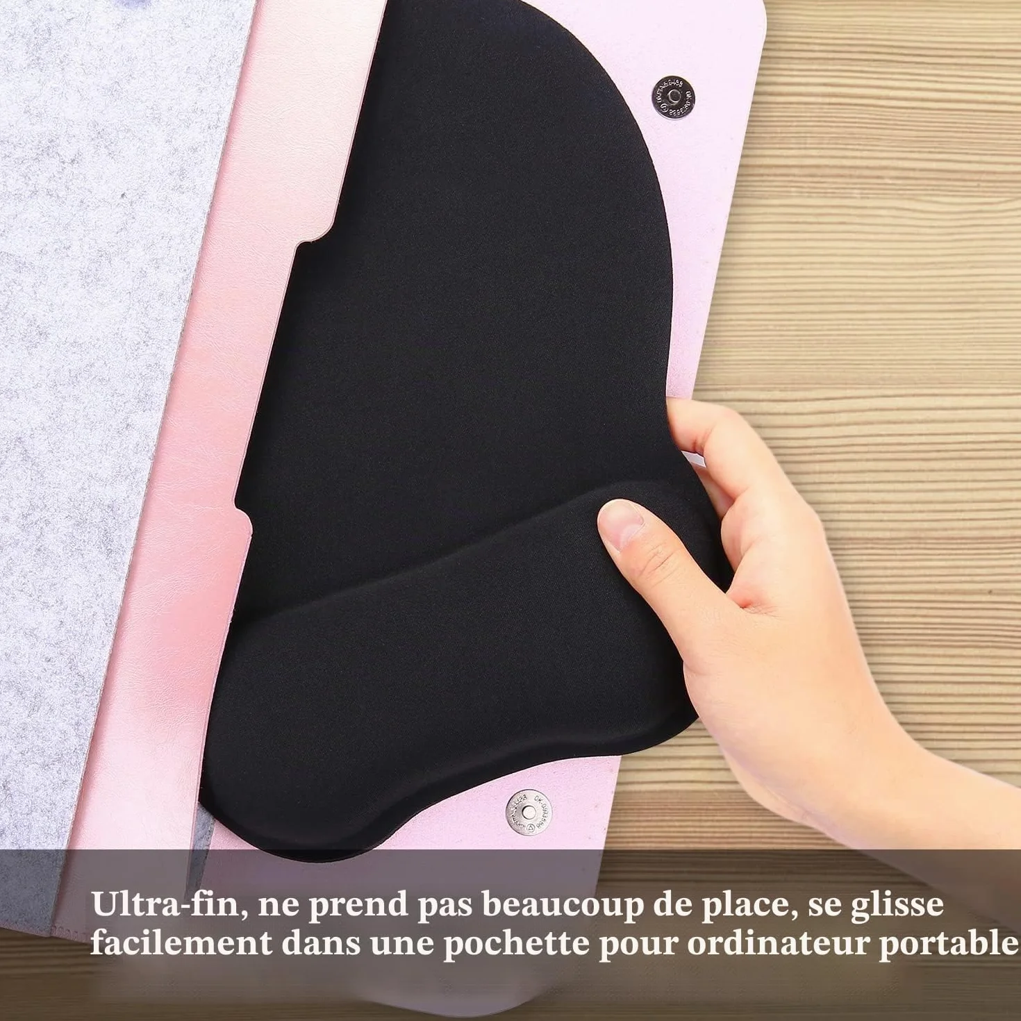 EooCoo Tapis de Souris Gaming avec Repose-Poignet Ergonomique, Surface Lisse, Base Antidérapante, Noir