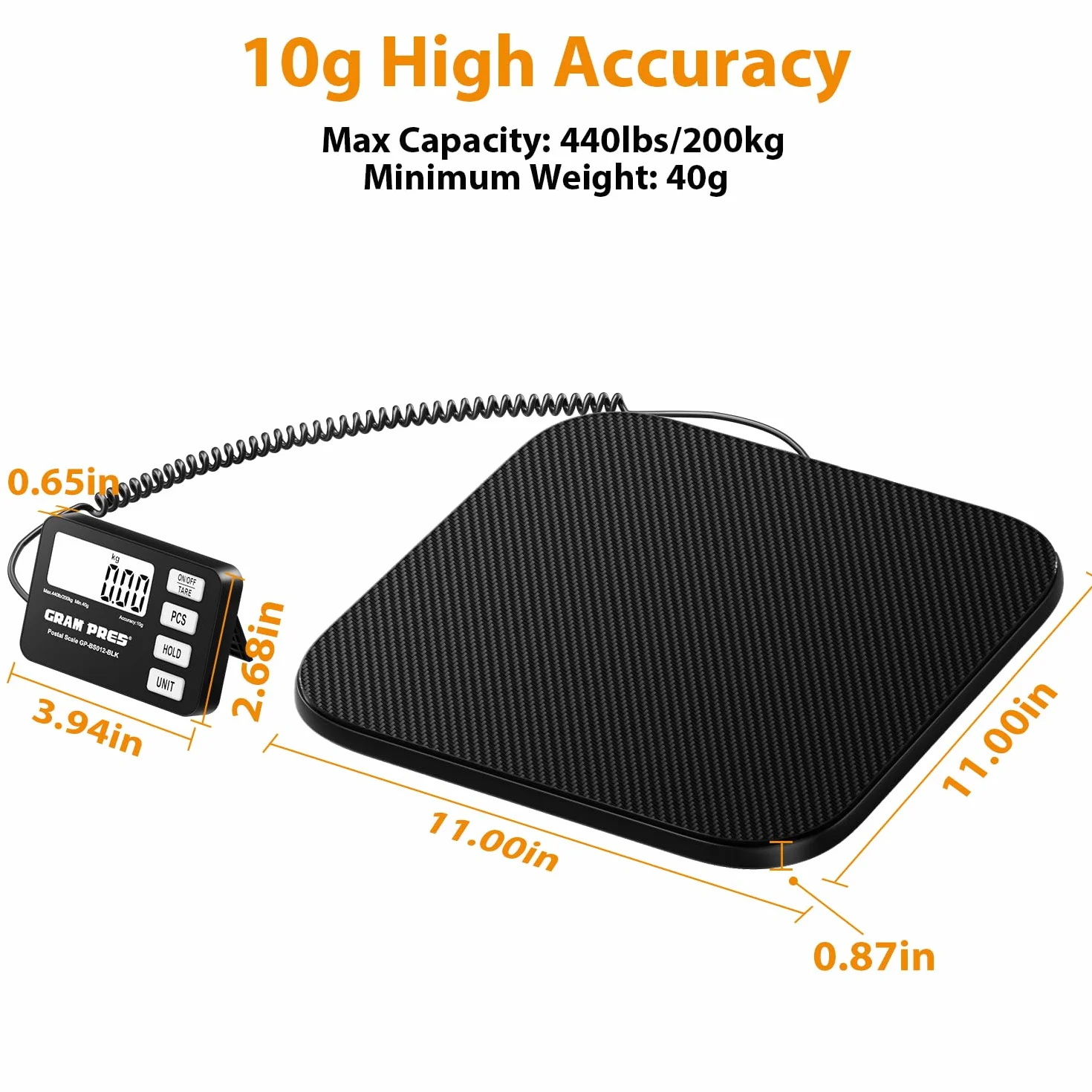 GRAM PRES Balance d'expédition numérique 200 kg/10 g LCD Maintien Tara Pièces