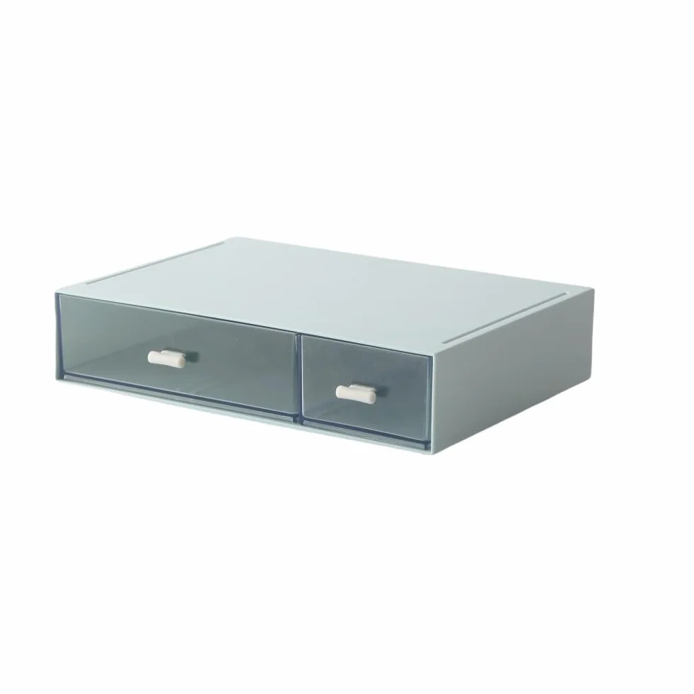 Organiseur de tiroirs de bureau 3 étages 6 tiroirs empilable plastique rangement papeterie cosmétiques Bleu