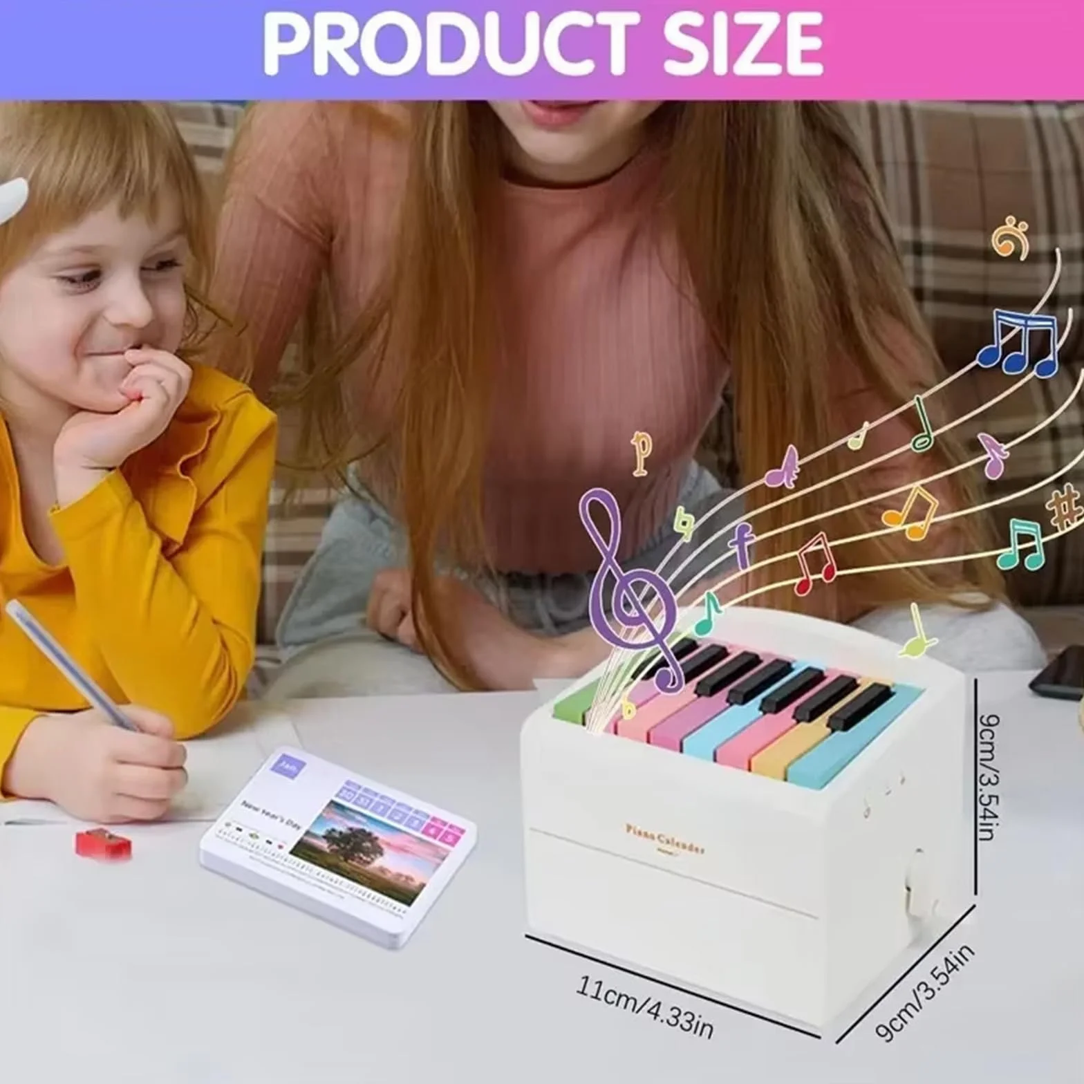 Calendrier de piano 2025 jouable, 52 partitions, bloc mémo 3D, chronomètre créatif, cadeau Noël anniversaire