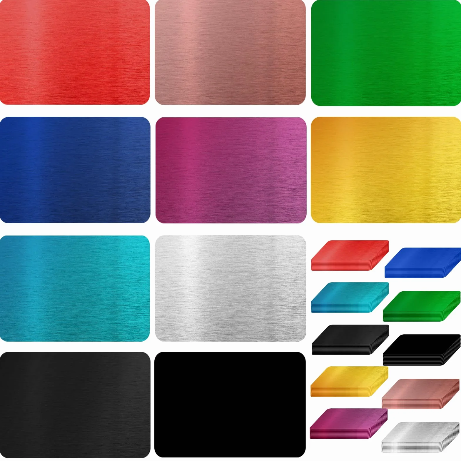 Cartes de visite en métal 150 pièces 86x54x0,21 mm supports gravés aluminium professionnelles