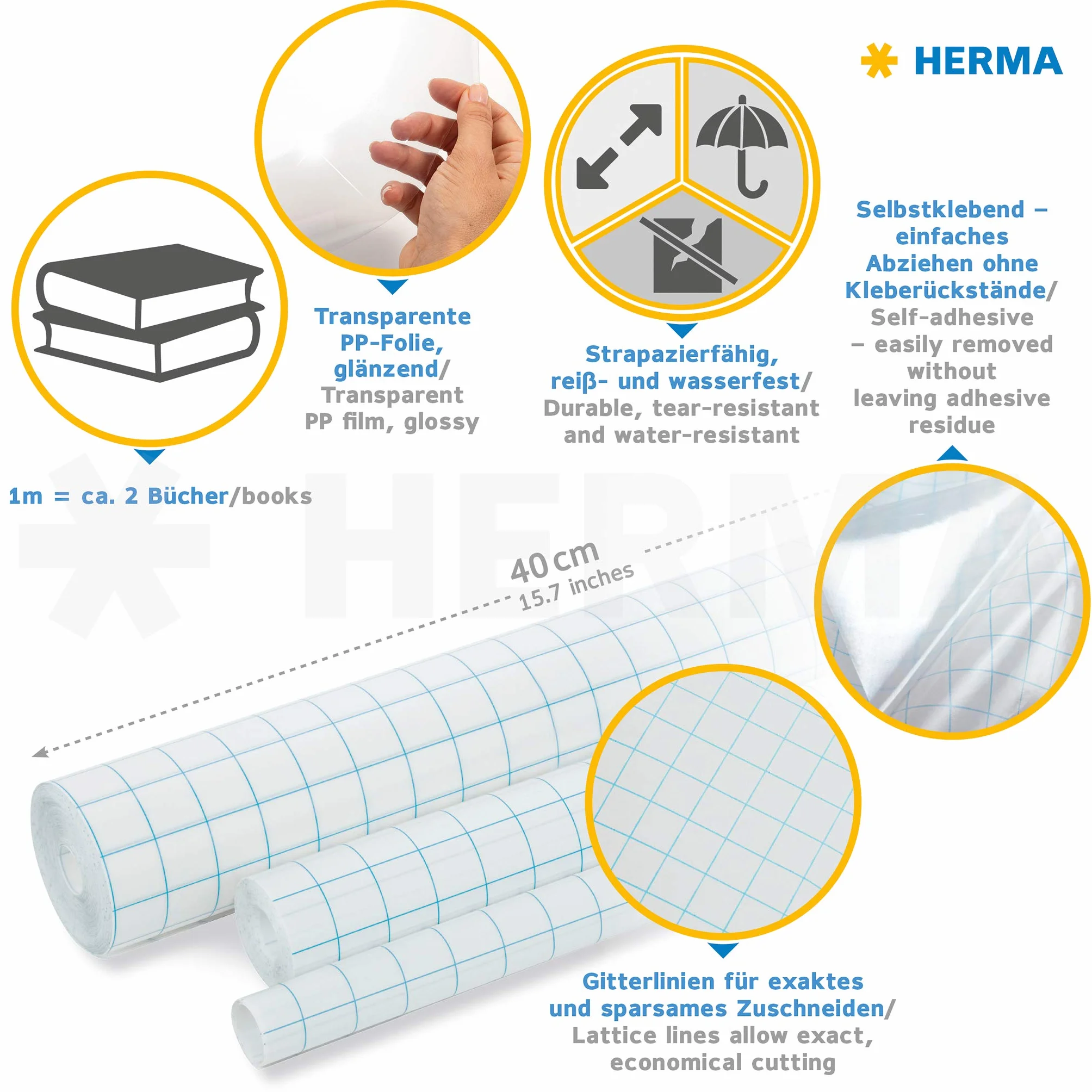 HERMA Film adhésif Transparent 3 m x 40 cm