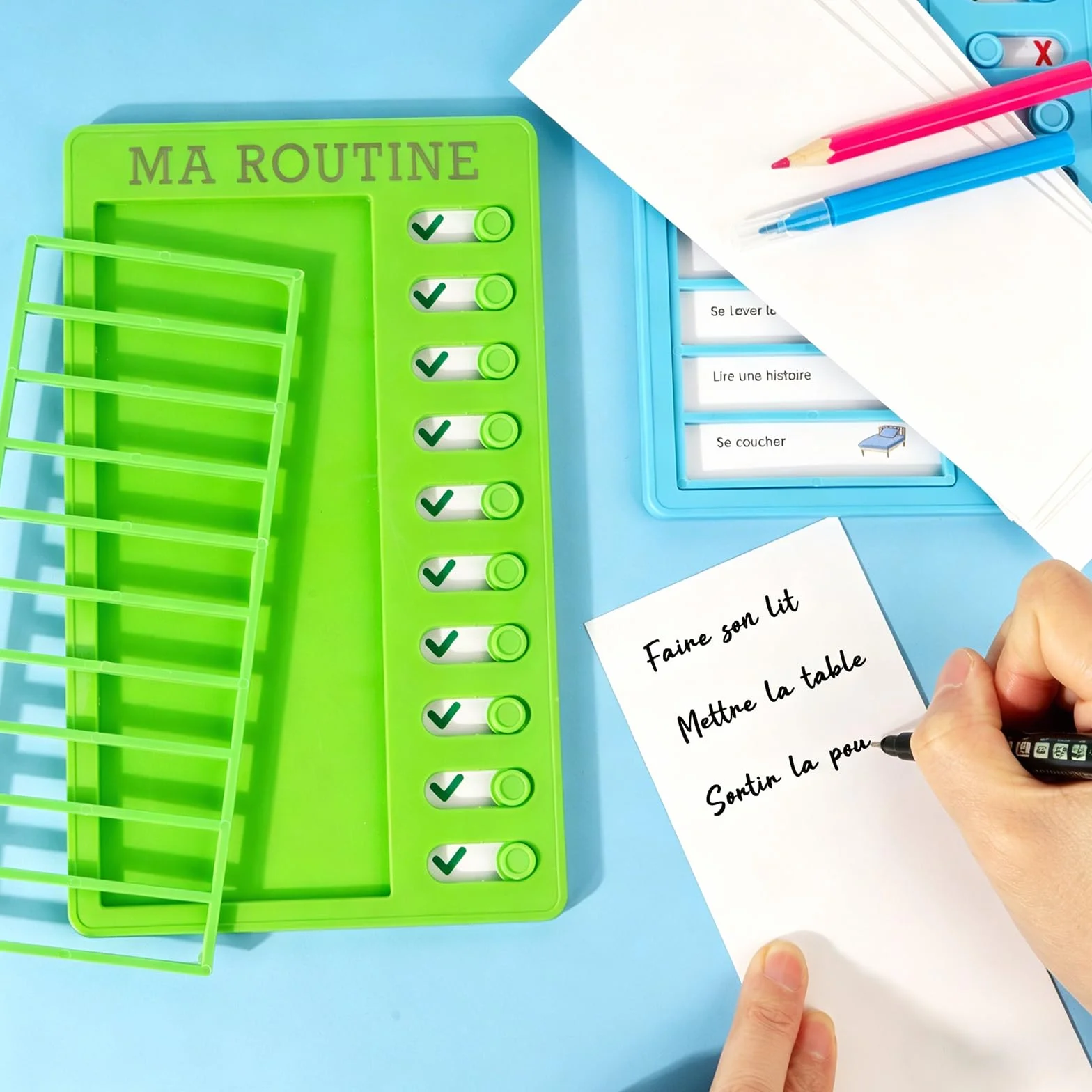 Tableaux Routine Enfant Liste Planning Tâches à Faire To Do List Réutilisable 10 Feuilles Papiers Vierges DIY