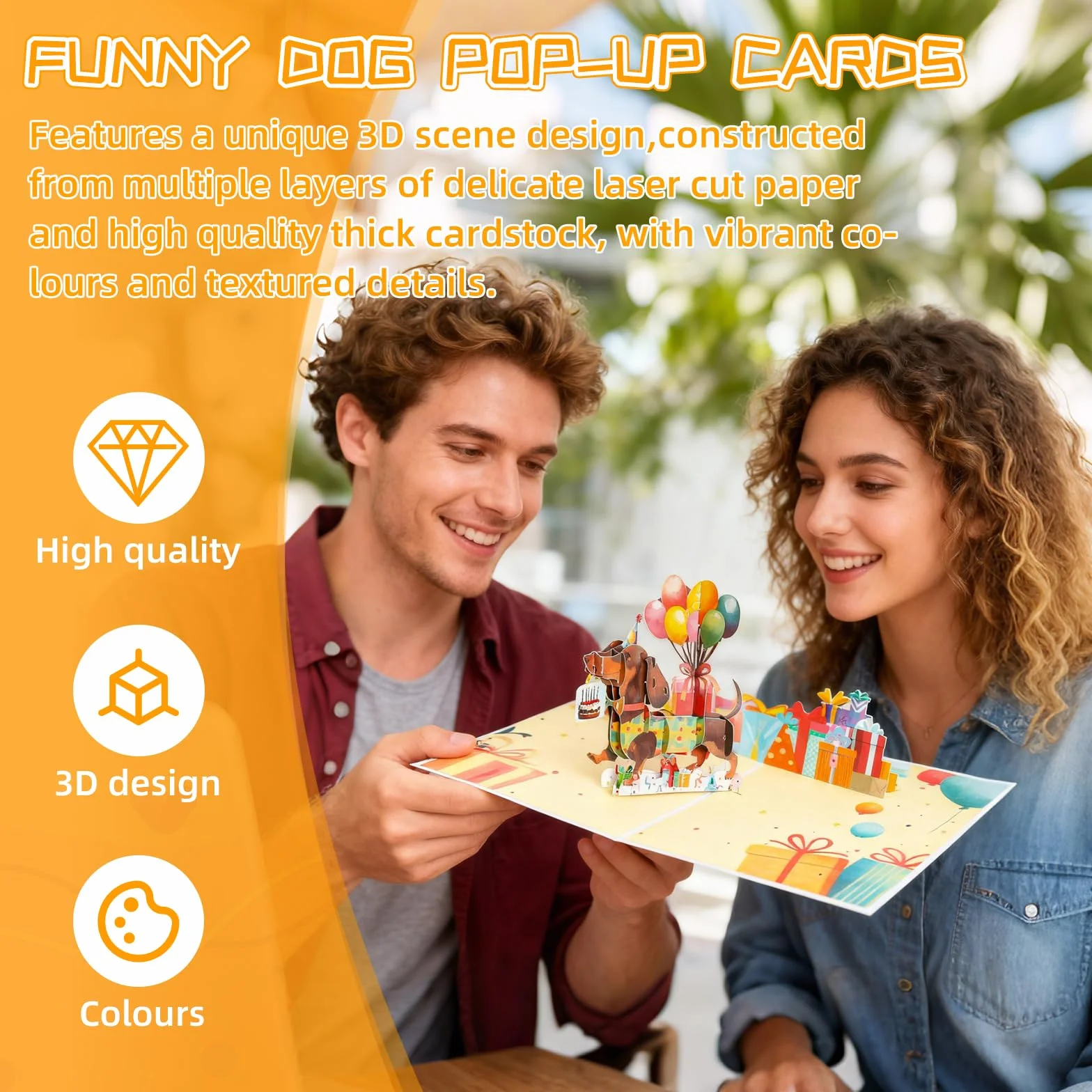 Carte d'Anniversaire 3D Pop-up pour Chien avec Enveloppe, Carte Interactive Drôle
