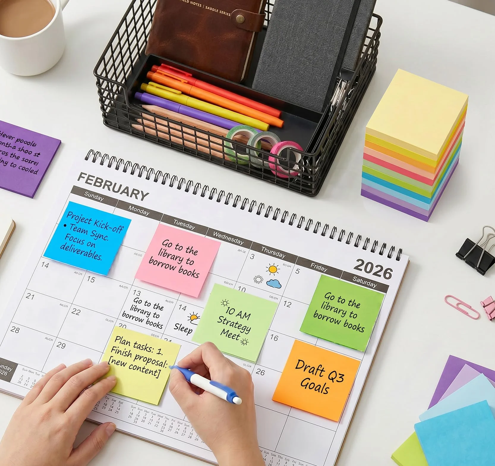 Agoer 1200 Feuillets Notes Super Sticky Notes, 50 x 38mm, 12 Couleurs, 12 Blocs, Mini Notes Adhésives Réutilisables pour Bureau