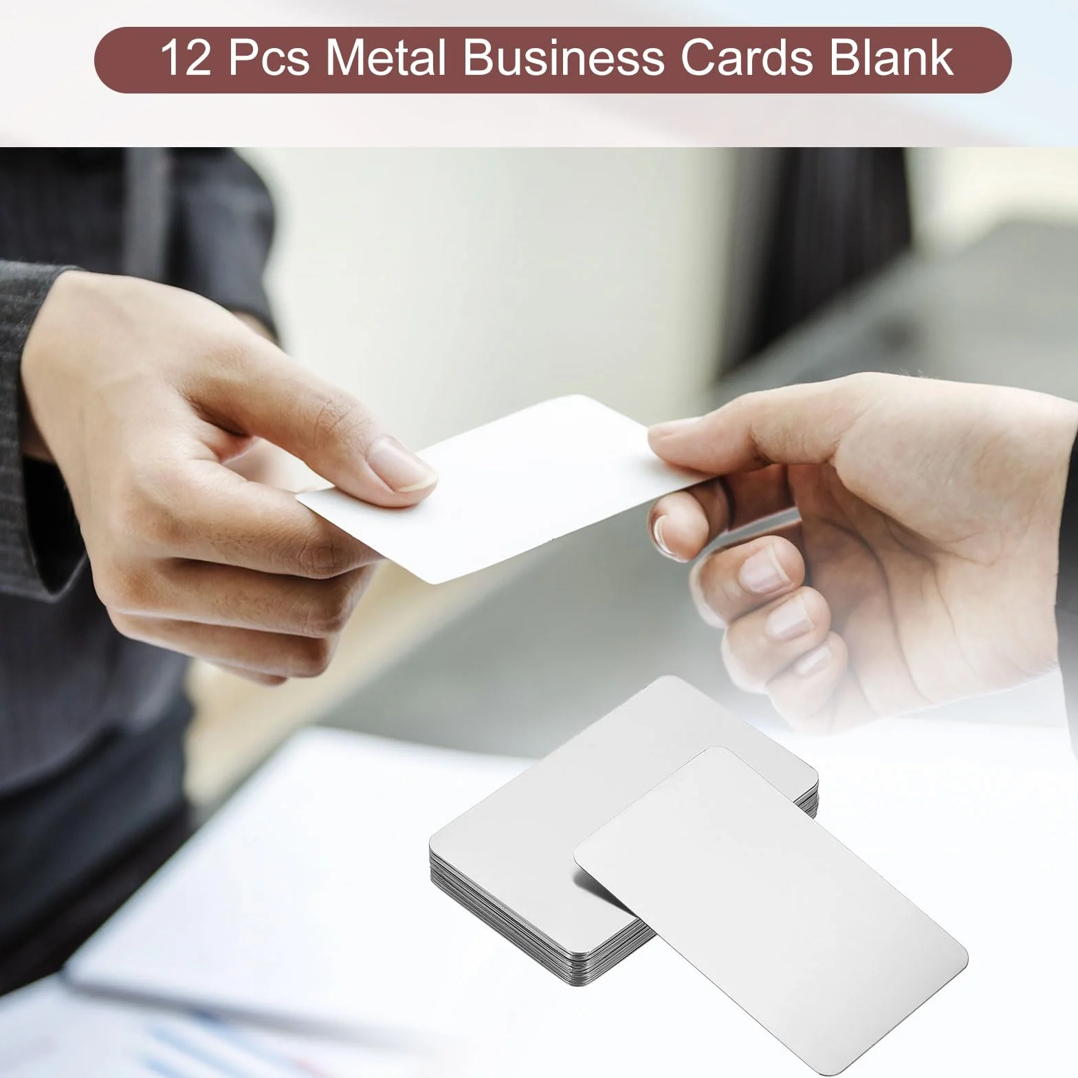 PATIKIL Cartes de visite en métal acier inoxydable 0,8 mm 12 paquets pour gravure laser DIY argent