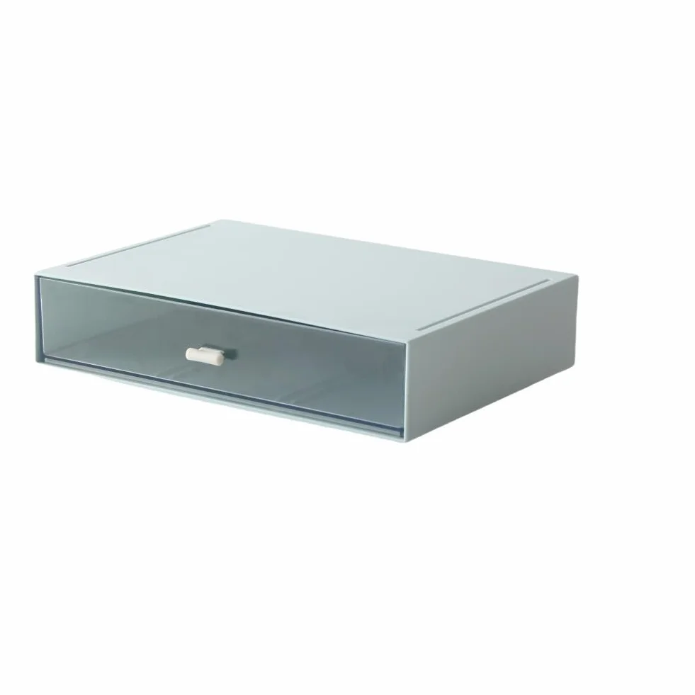 Organiseur de tiroirs de bureau 3 étages 6 tiroirs empilable plastique rangement papeterie cosmétiques Bleu