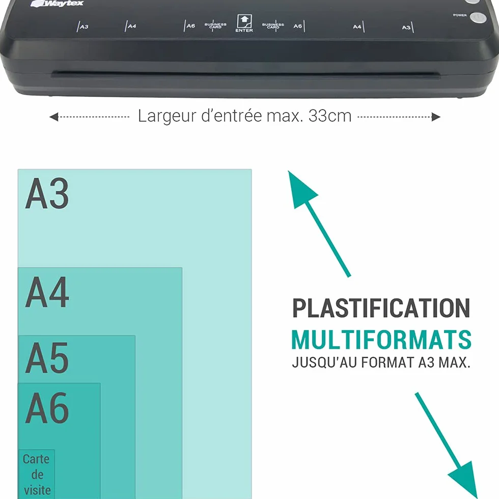 Plastifieuse A3 A4 Pro Rapide à Chaud et à Froid 2x125 microns Bureau Maison Pack 200 Pochettes
