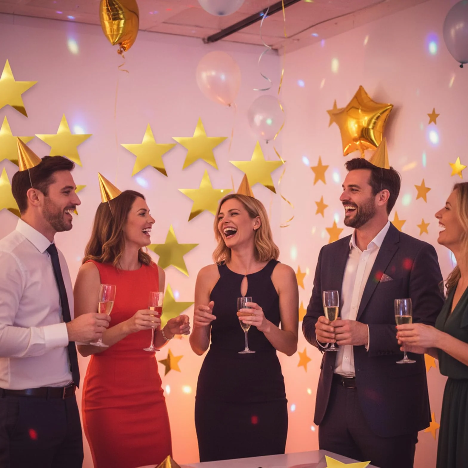Lot de 40 étoiles décoratives en papier scintillantes dorées brillantes des deux côtés