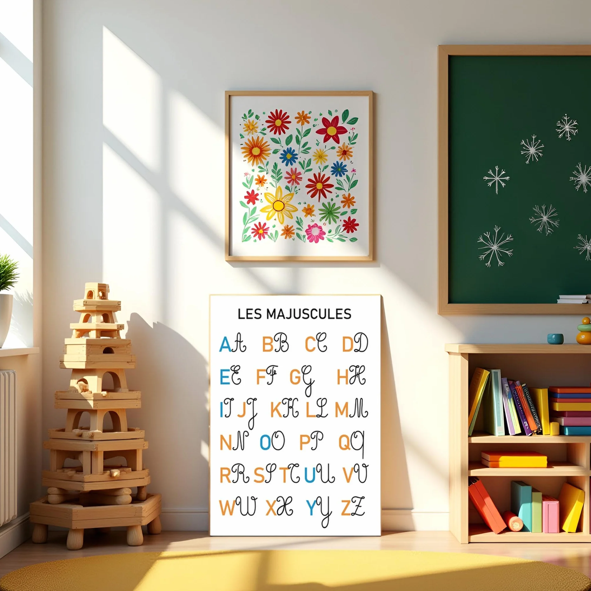 Affiches Pédagogiques A3 Alphabet Cursive Majuscules Minuscules Voyelles Consonnes Mois Saisons Posters Éducatifs Maternelle CP CE1