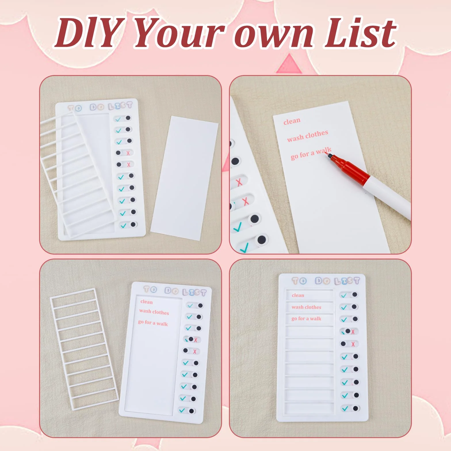 Tableau Memo Checklist 2 Pièces To Do List Plastic Board avec Papiers Effaçables à Sec pour Enfants Adultes