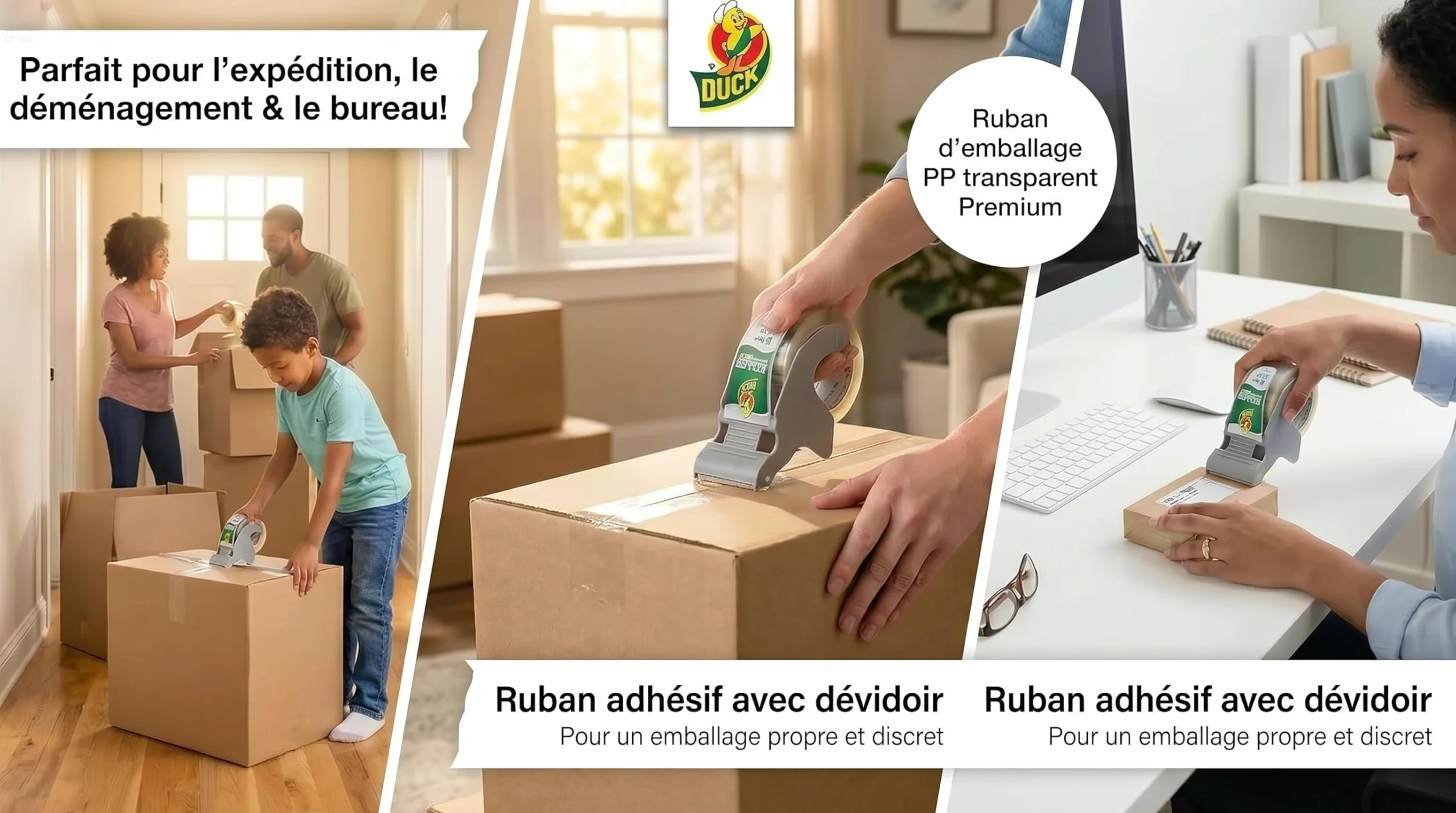 DUCK Easy Start 120-00 Ruban d'emballage transparent 48mm x 45m