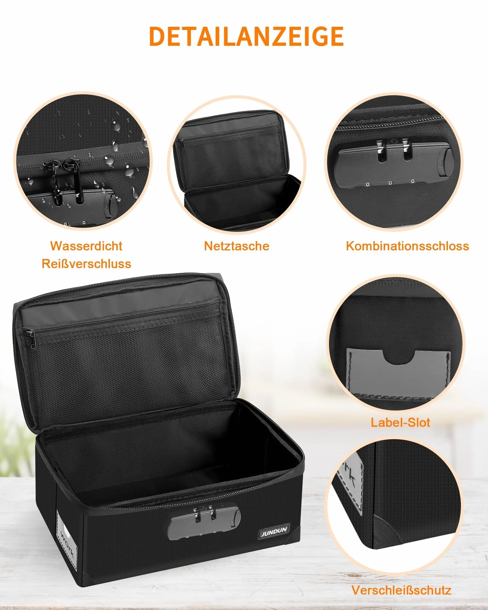 Boîte de rangement pliable avec serrure pour 1200 cartes A6 15,2 x 10,2 cm Noir