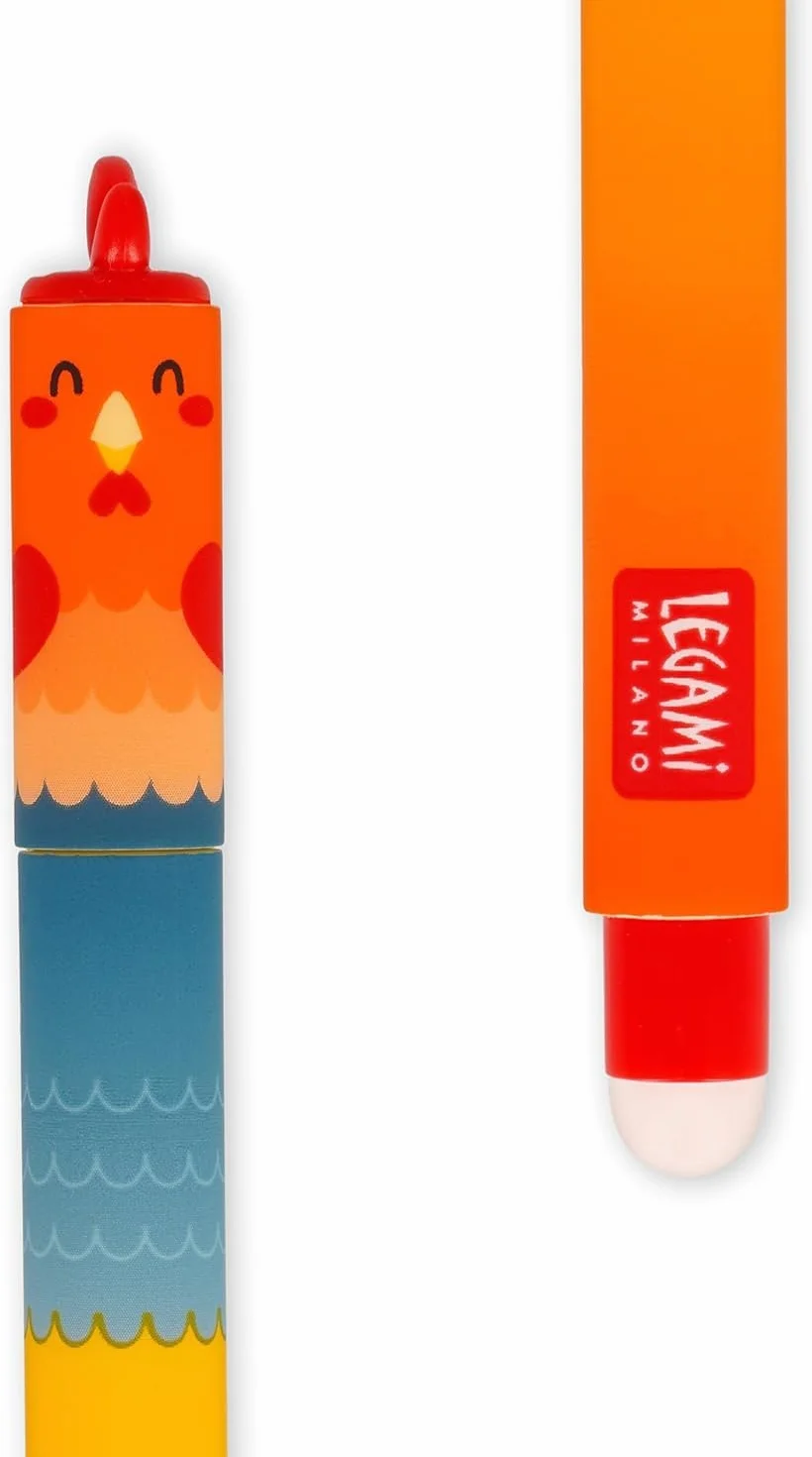 LEGAMI Set of 4 Farm Sweet Farm Erasable Gel Pens 0.7 mm Black Pink Green Red