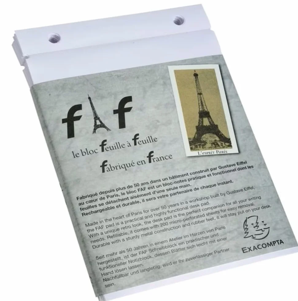 Exacompta Boîte 5 recharges bureau bloc FAF 170 feuilles blanches microperforées détachables 18,5 x 11,5 cm Format N° 3 uni blanc