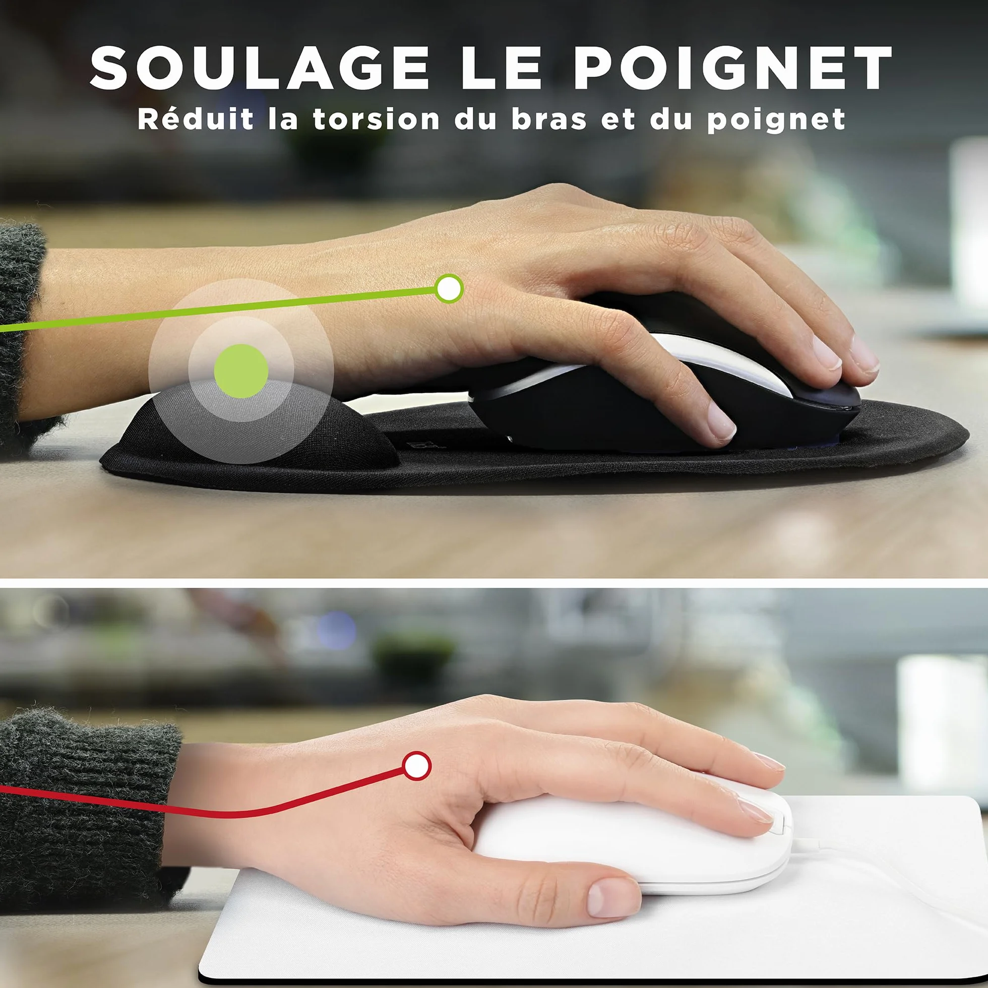 T'nB Ergo Design Tapis de souris repose-poignets gel Noir