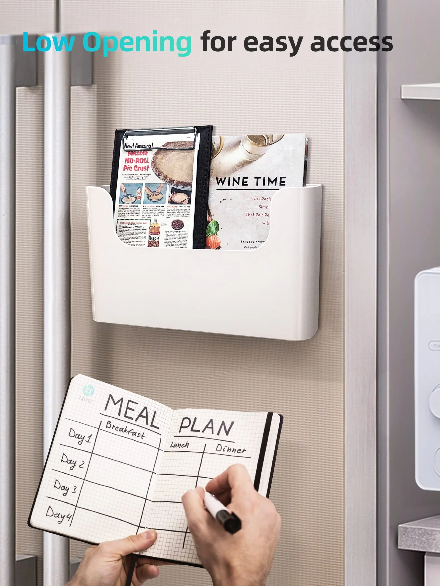Support mural à suspendre sans perçage pour porte de bureau, poche unique en plastique blanc cassé