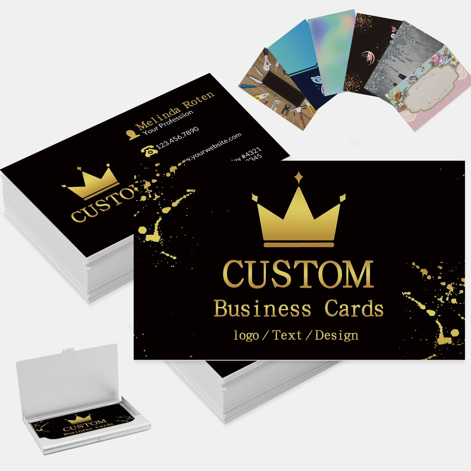 Cartes de visite personnalisées avec logo et photo, double face imprimable imperméable 1000 pièces