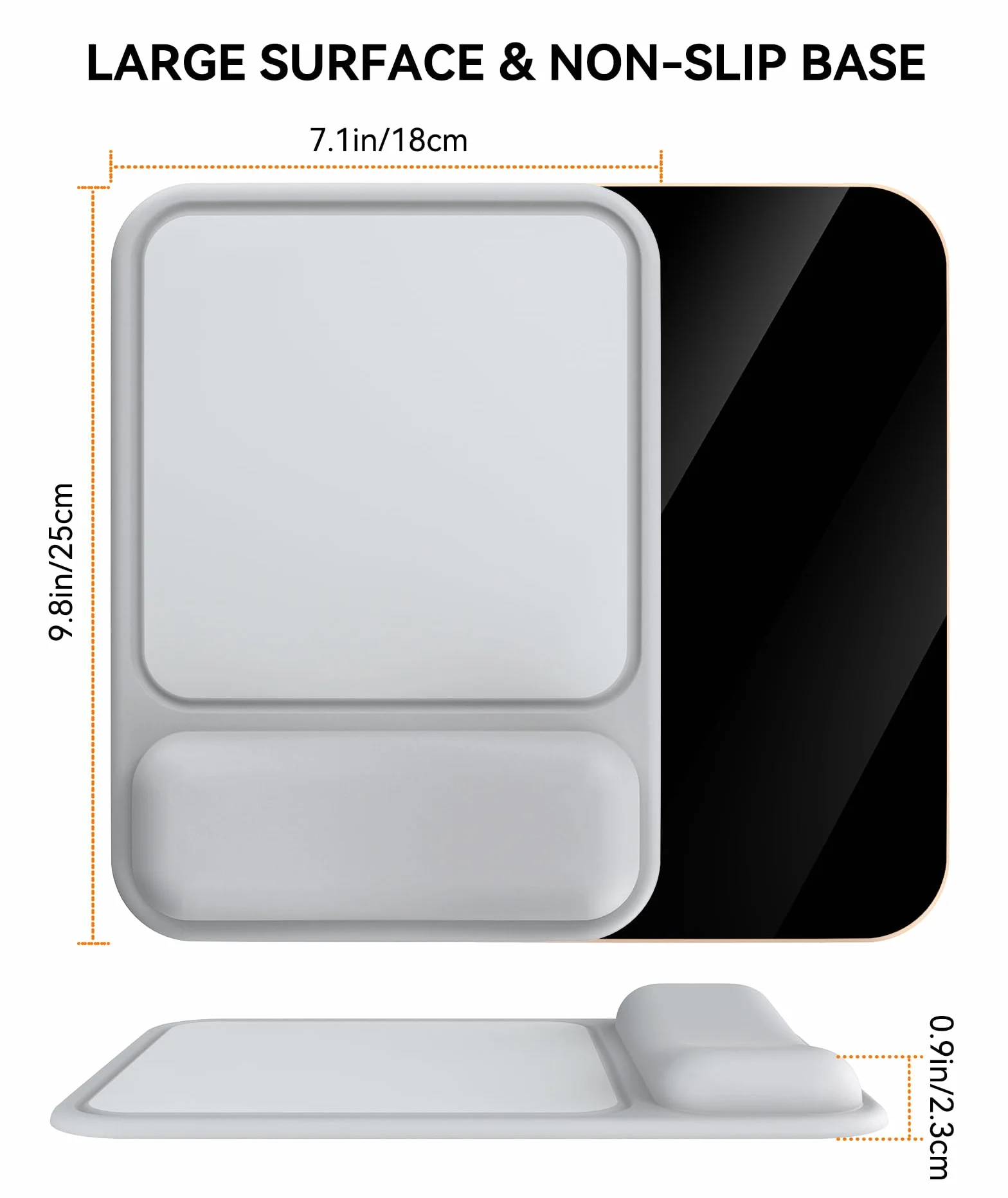 Tapis de Souris Ergonomique avec Repose-Poignet Creusé Gel, Base Antidérapante, Bureau & Gaming (Gris Clair)