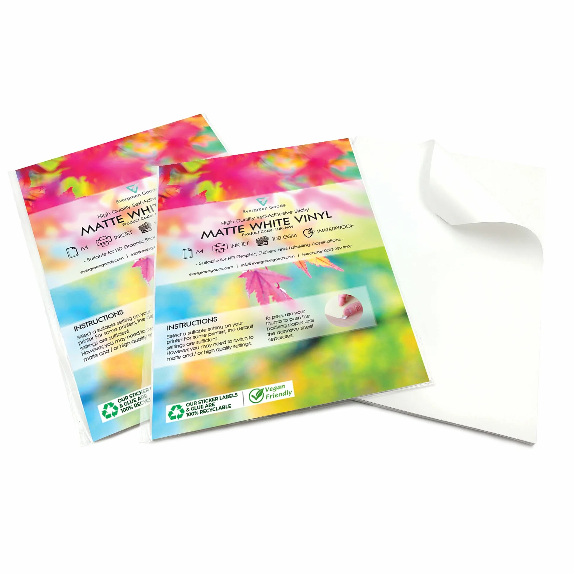 Étiquettes autocollantes imperméables vinyle blanc mat A4 lot de 2 x 20 feuilles imprimables jet d'encre laser