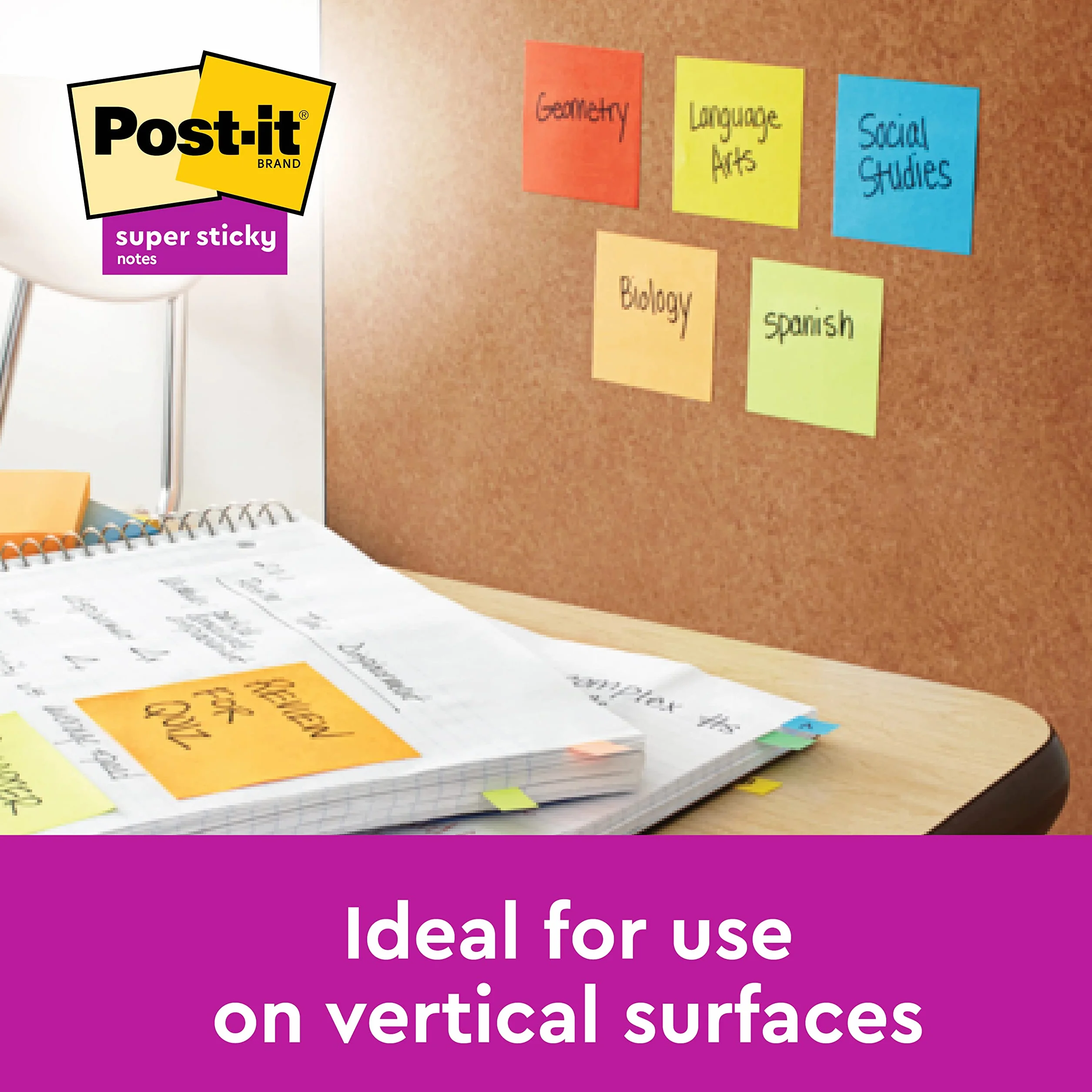 Post-it Z-Notes Autocollantes Super Sticky, 8 Blocs + 4 Gratuits, 90 Feuilles, 76 mm x 76 mm