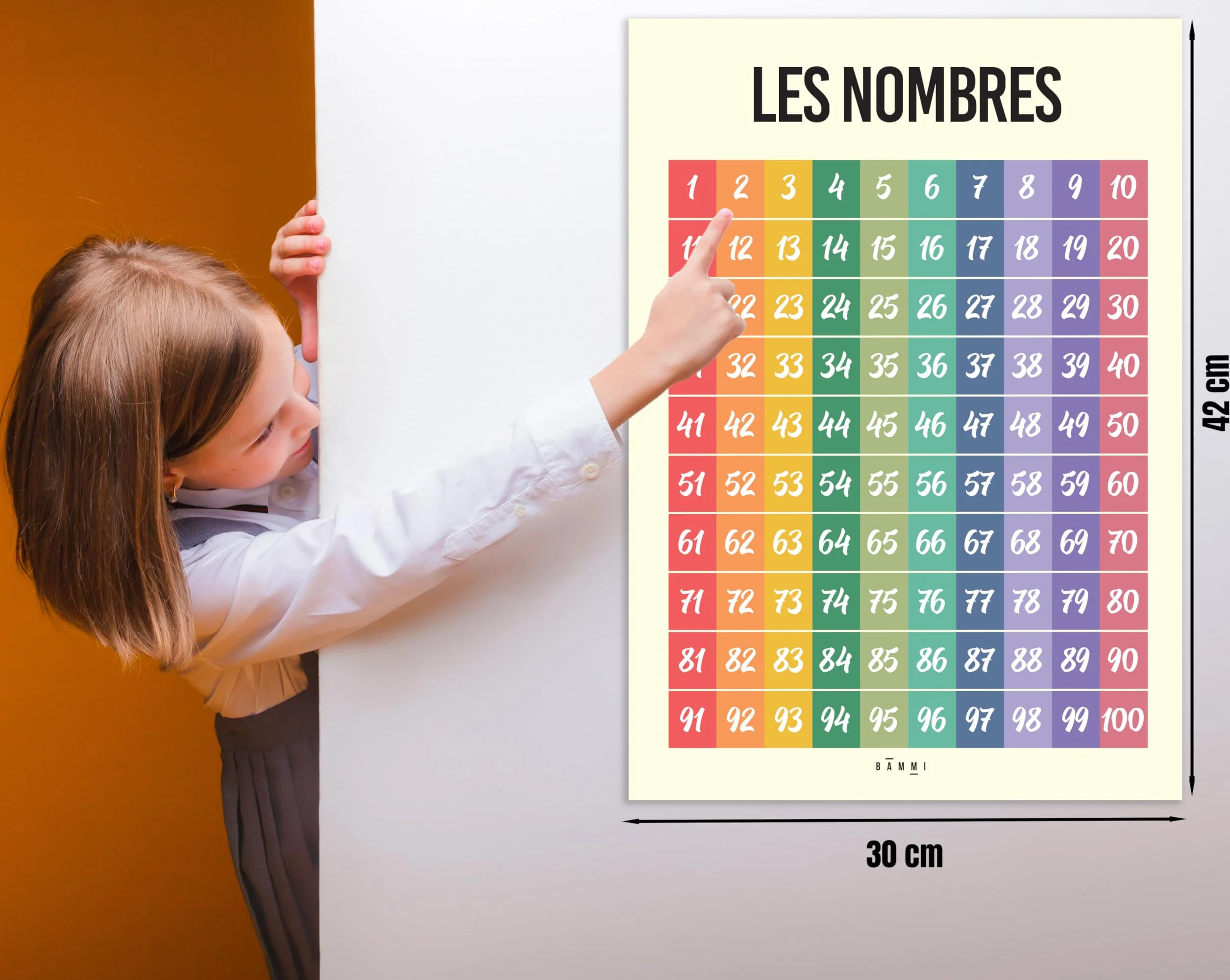 BAMMI 8 Affiches Éducatives 30x42cm Posters Pédagogiques Enfants Alphabet Nombres Couleurs Formes Jours Mois Émotions Saisons