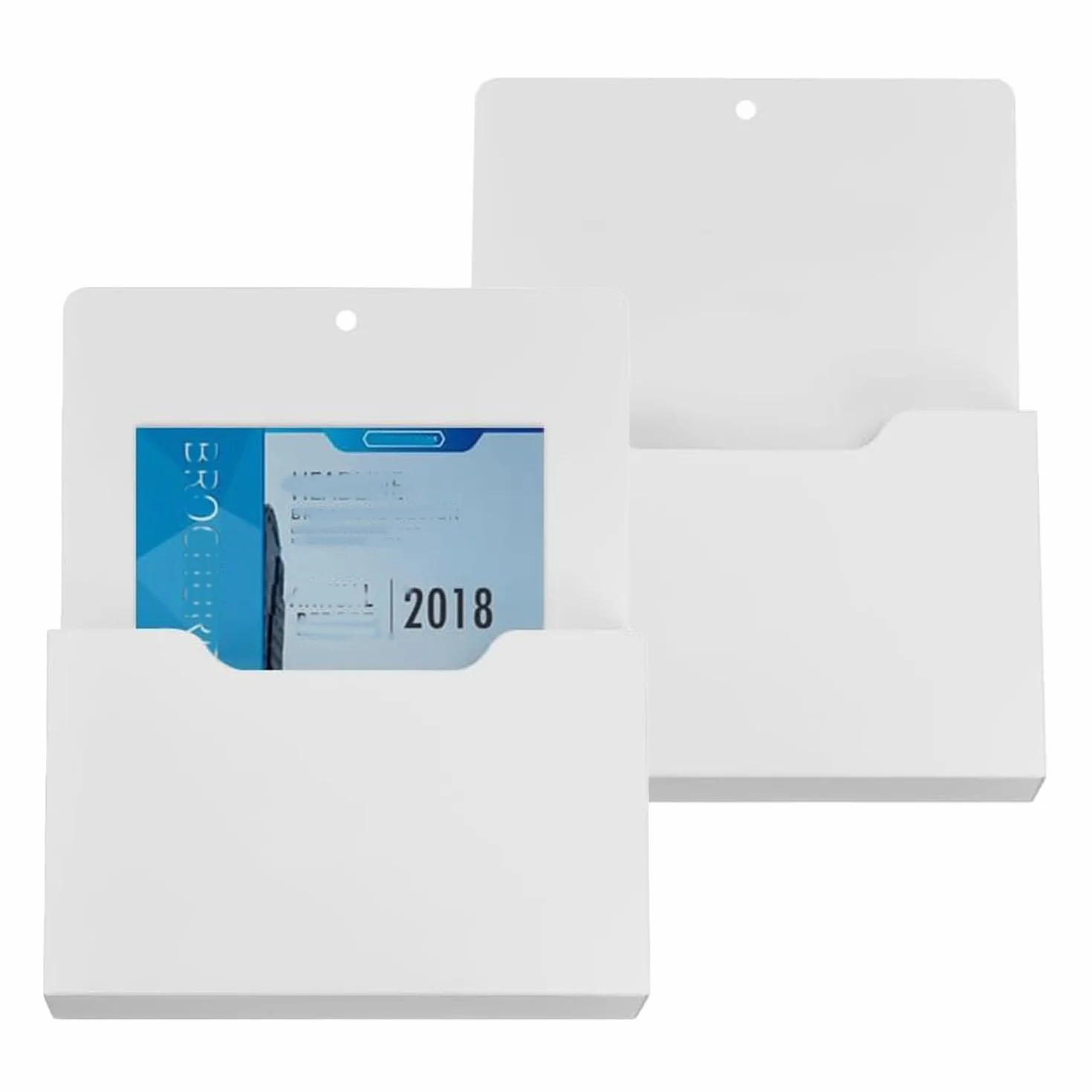 Porte-documents magnétiques A4 Lot de 2, Porte-papiers avec aimants puissants, Rangement bureau, Blanc