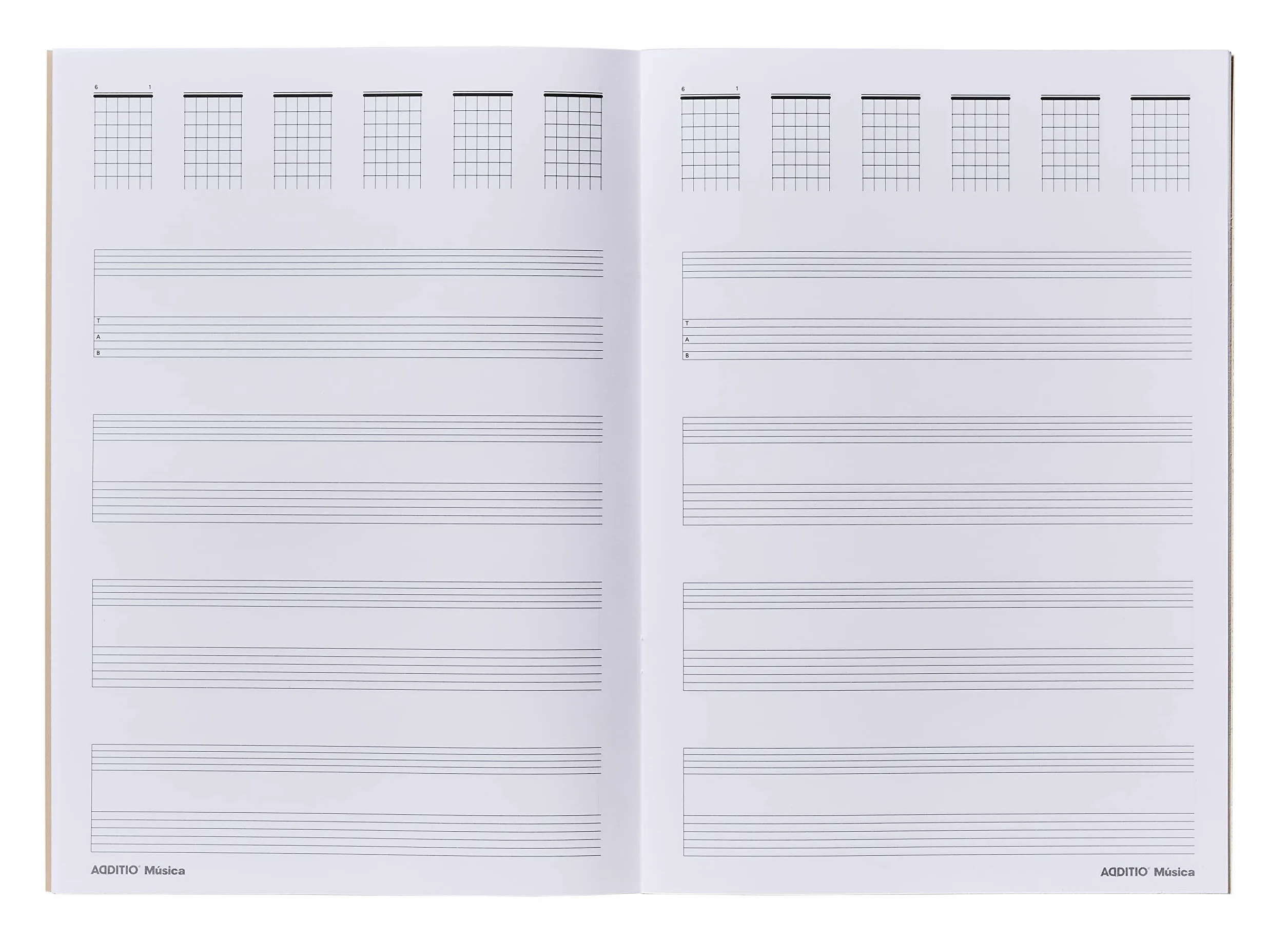 Carnet de notes de musique à onglets 4 étapes 9 mm + tablature de guitare et diagramme d'accords Beige
