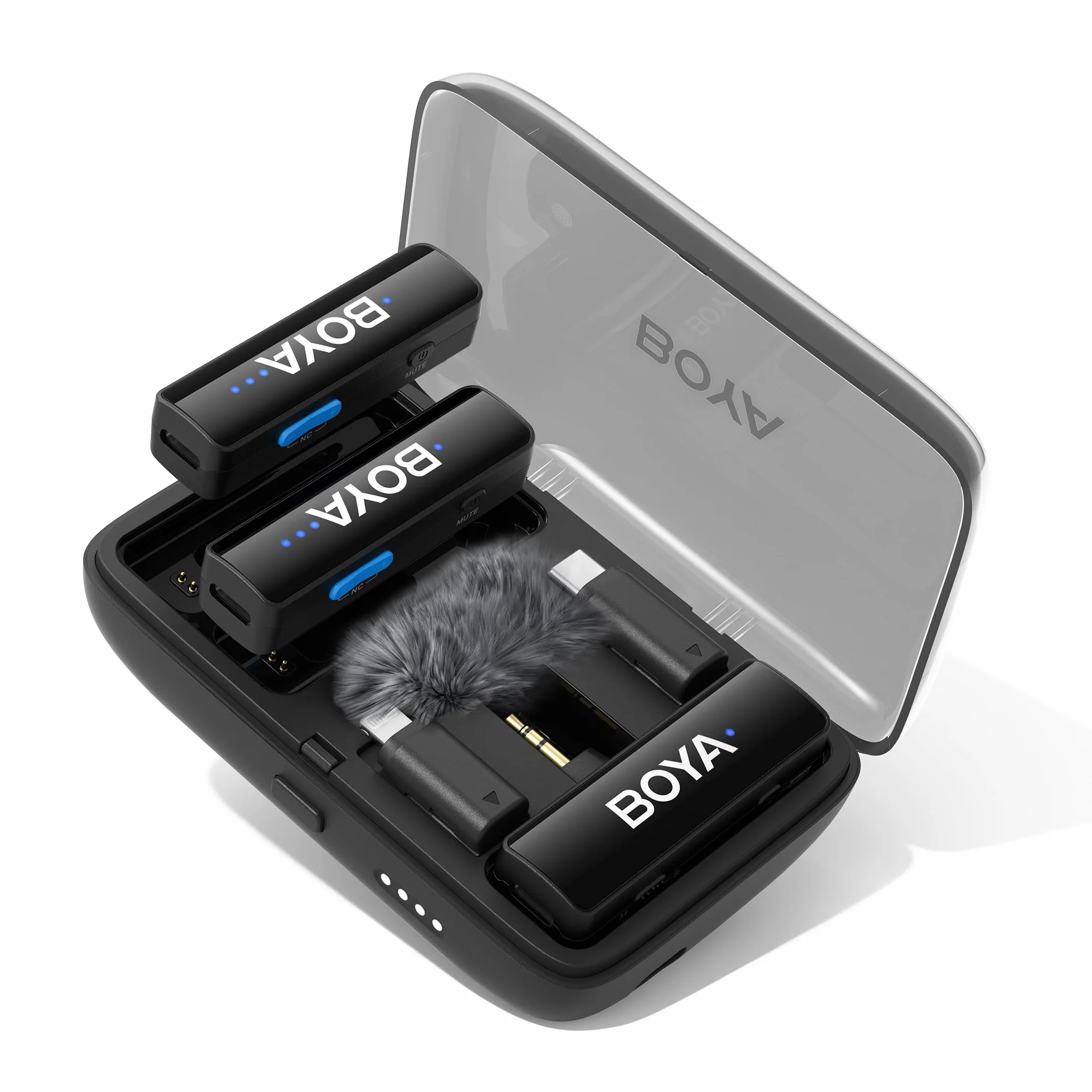 BOYA BOYALINK Microphone Lavalier sans Fil 48KHz 24Bit 30h Réduction Bruit USB-C Lightning 3.5mm