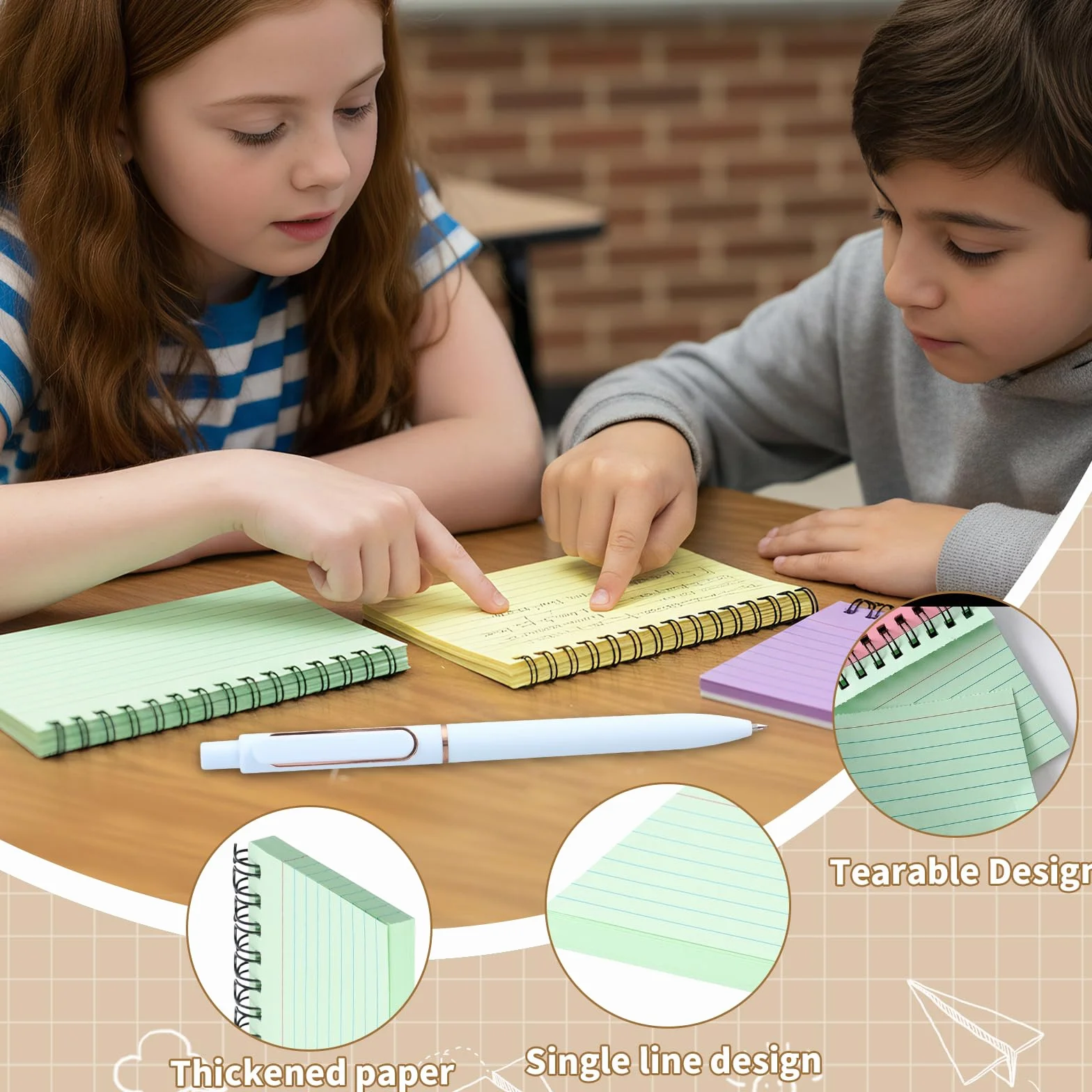 Lot de 6 Fiches Bristol 300 Feuilles Flashcards 12,5 x 7,5 cm avec 2 Stylos 5 Couleurs pour Révision Apprentissage