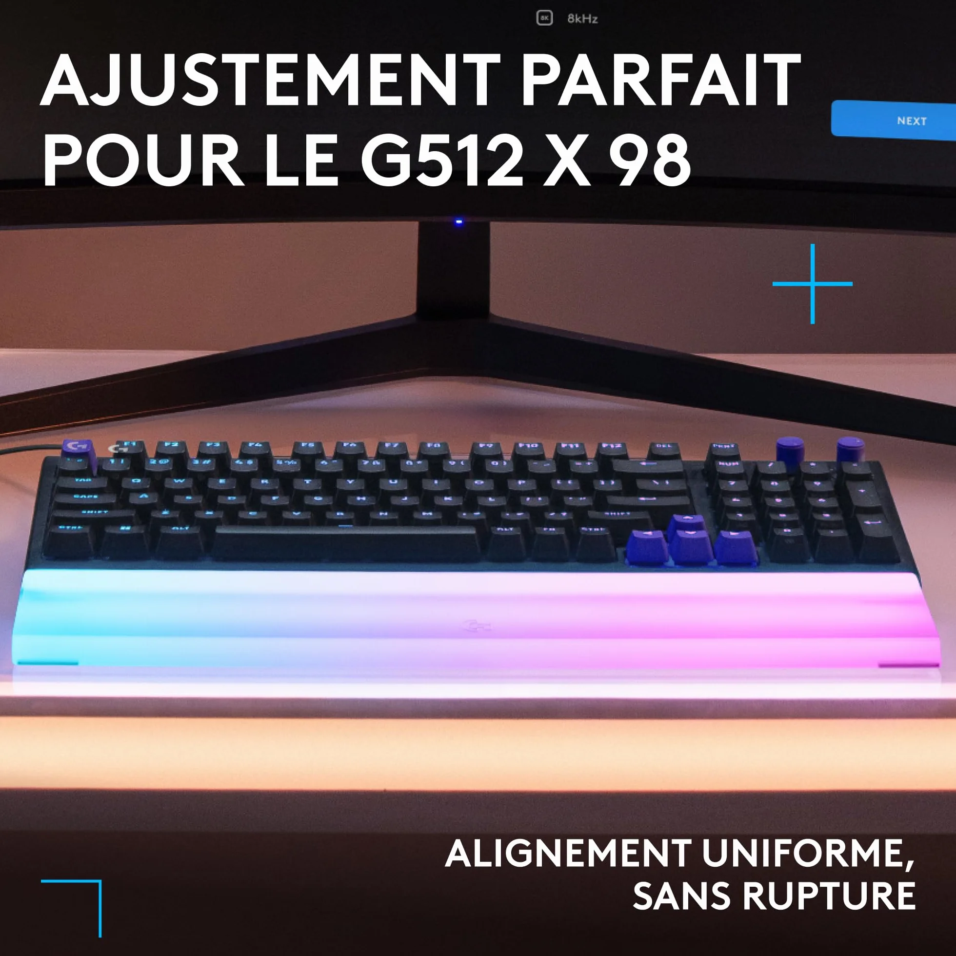 Logitech G G512 X PALM REST 98 repose-poignets acrylique LIGHTSYNC RVB gravé au laser soutien clavier gaming G512 X Transparent
