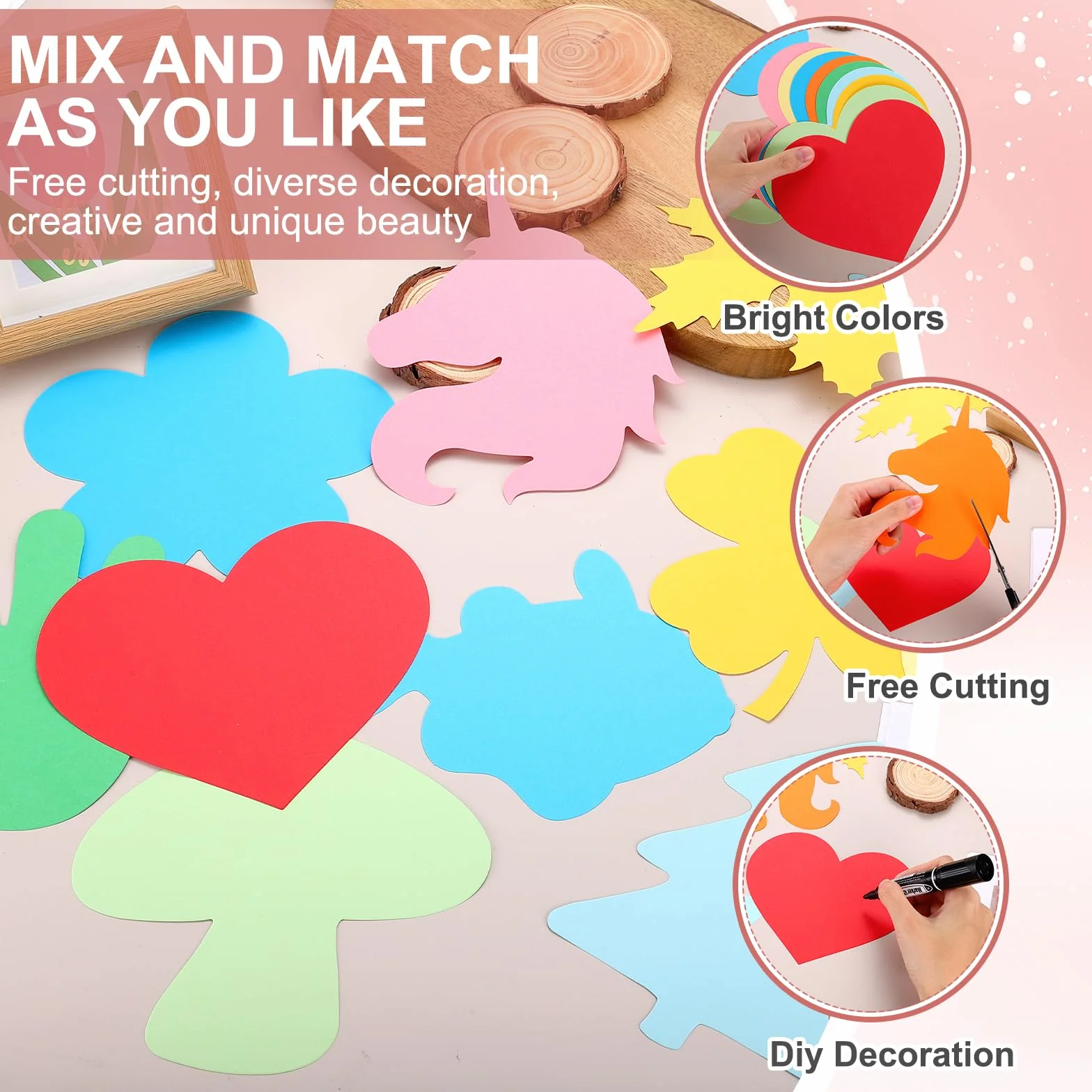QUARKZMAN 108 Pcs Découpes de Mains en Papier Colorées pour Tableau d'Affichage Printanier, Forme de Mains Prédécoupées avec Colle