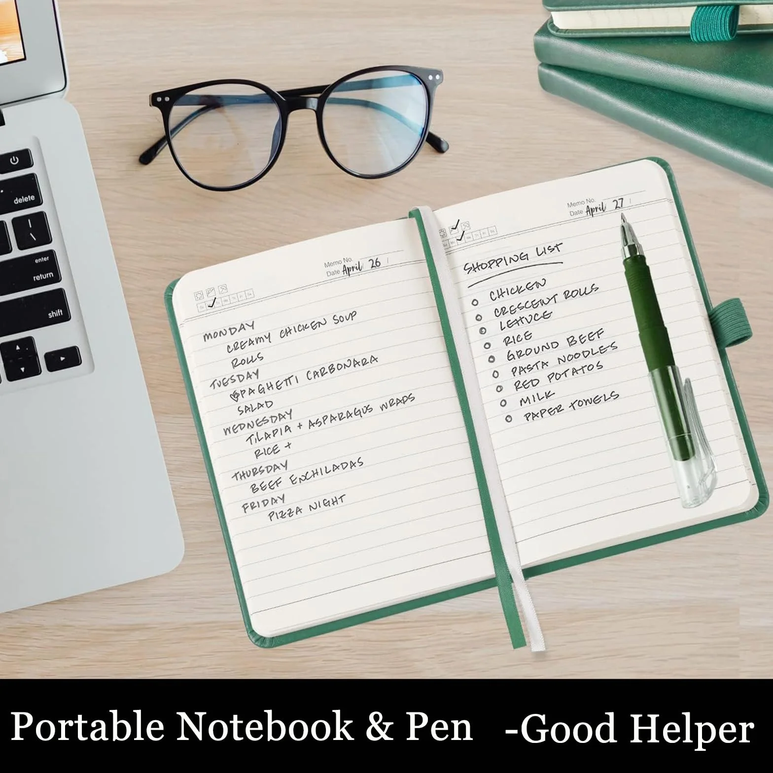 Carnet de Notes A7 Cuir avec Stylo, Mini Carnet Voyage Fermeture Élastique