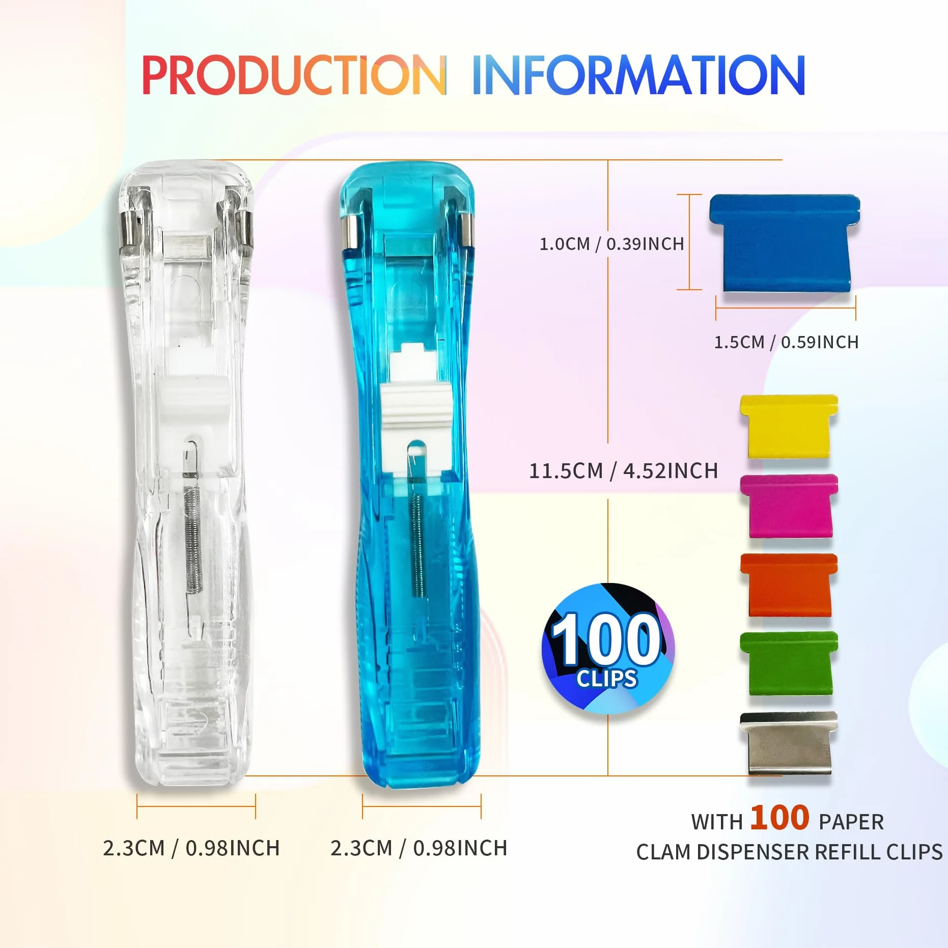 Distributeur de pinces créatif rechargeable, avec 100 clips, pour bureau maison école (Bleu/blanc)
