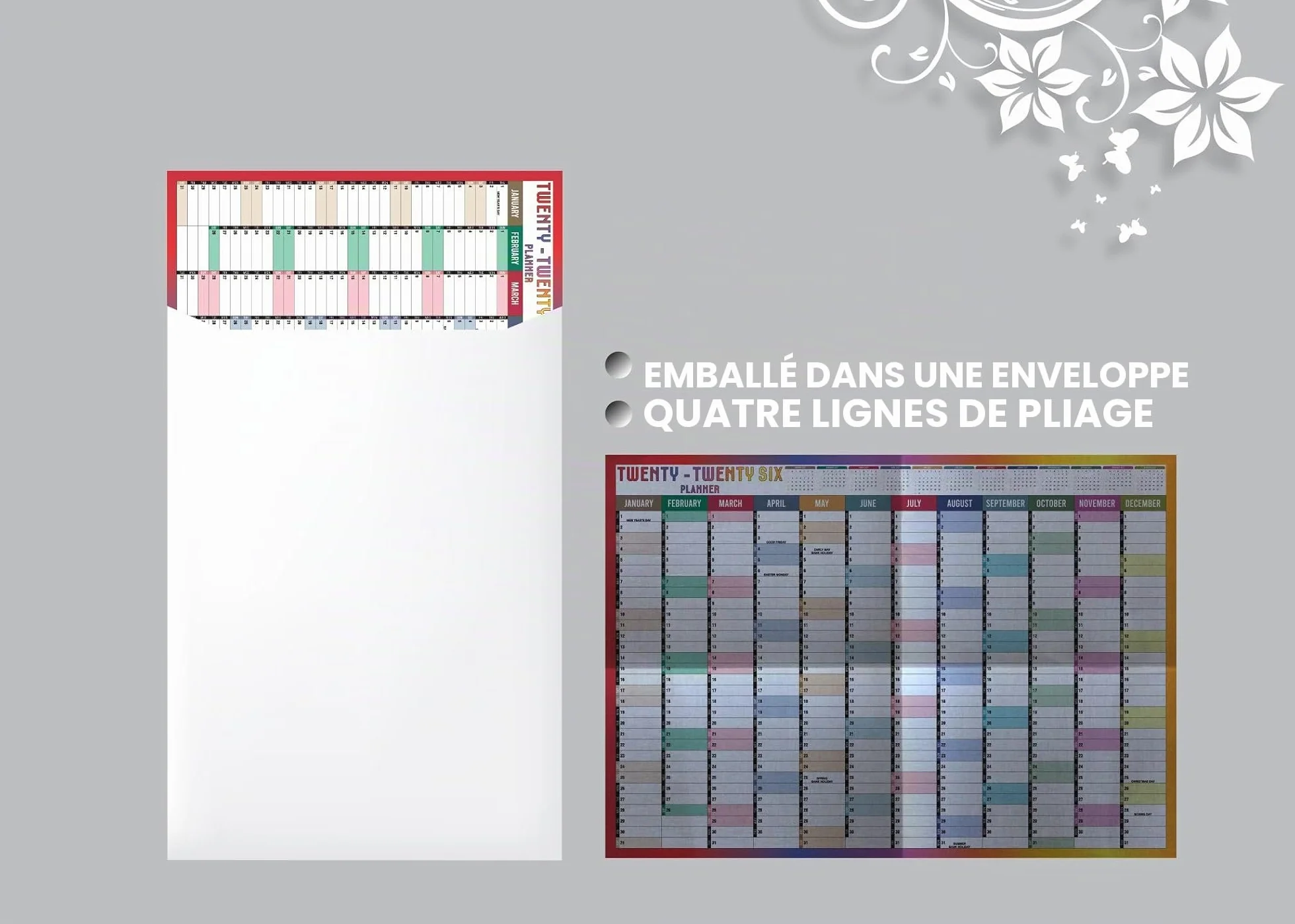 Planning mural 2026 A1 Calendrier annuel Grand format janvier à décembre Tableau de planification