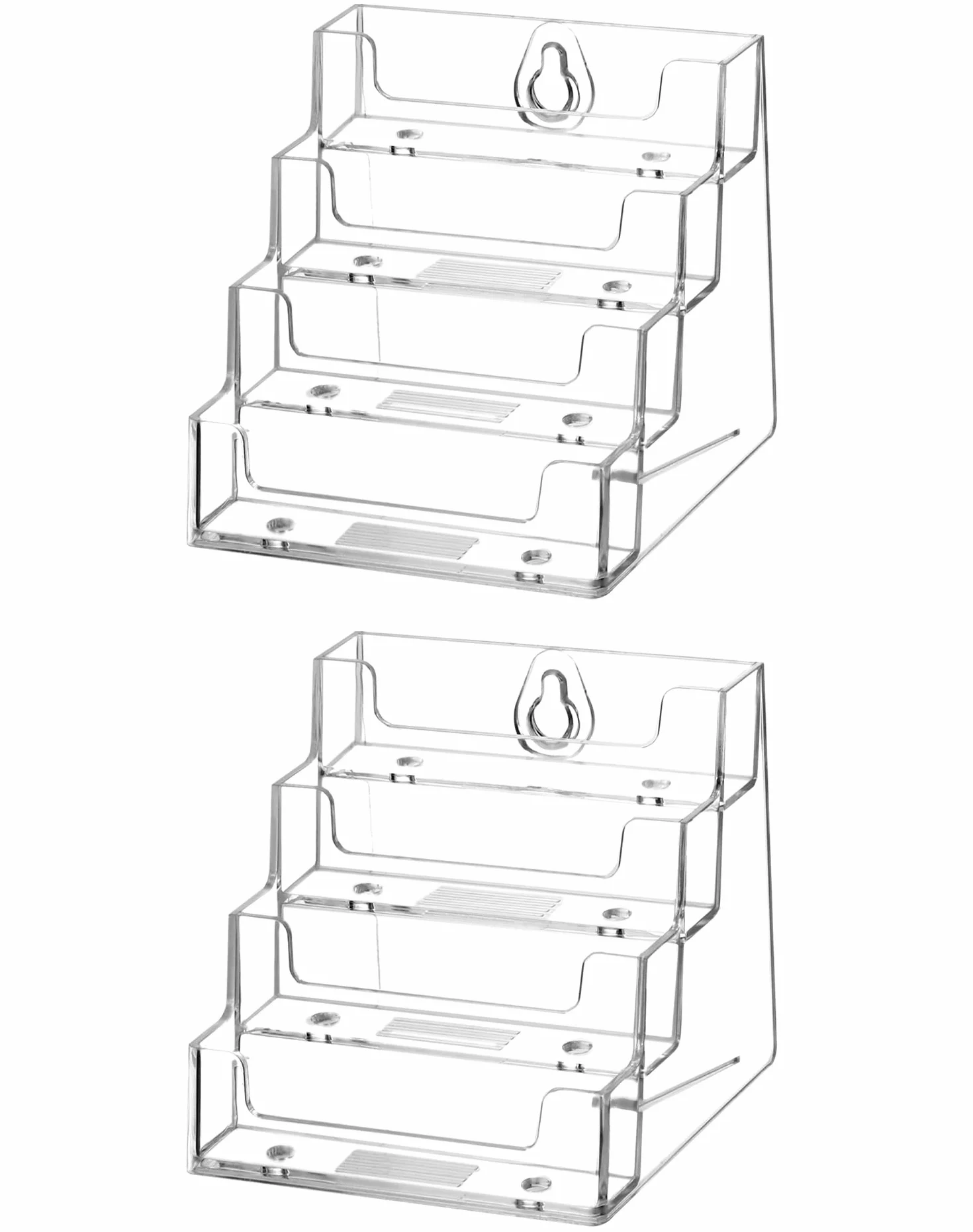 QWORK® 2 Pièces Porte-cartes de Visite en Acrylique 4 Compartiments Support Transparent Bureau