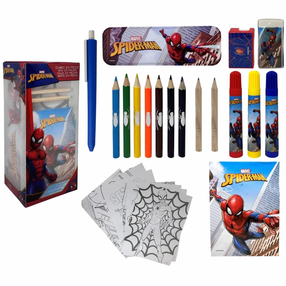 Marvel Spiderman papeterie 25 pièces accessoires créatifs enfants