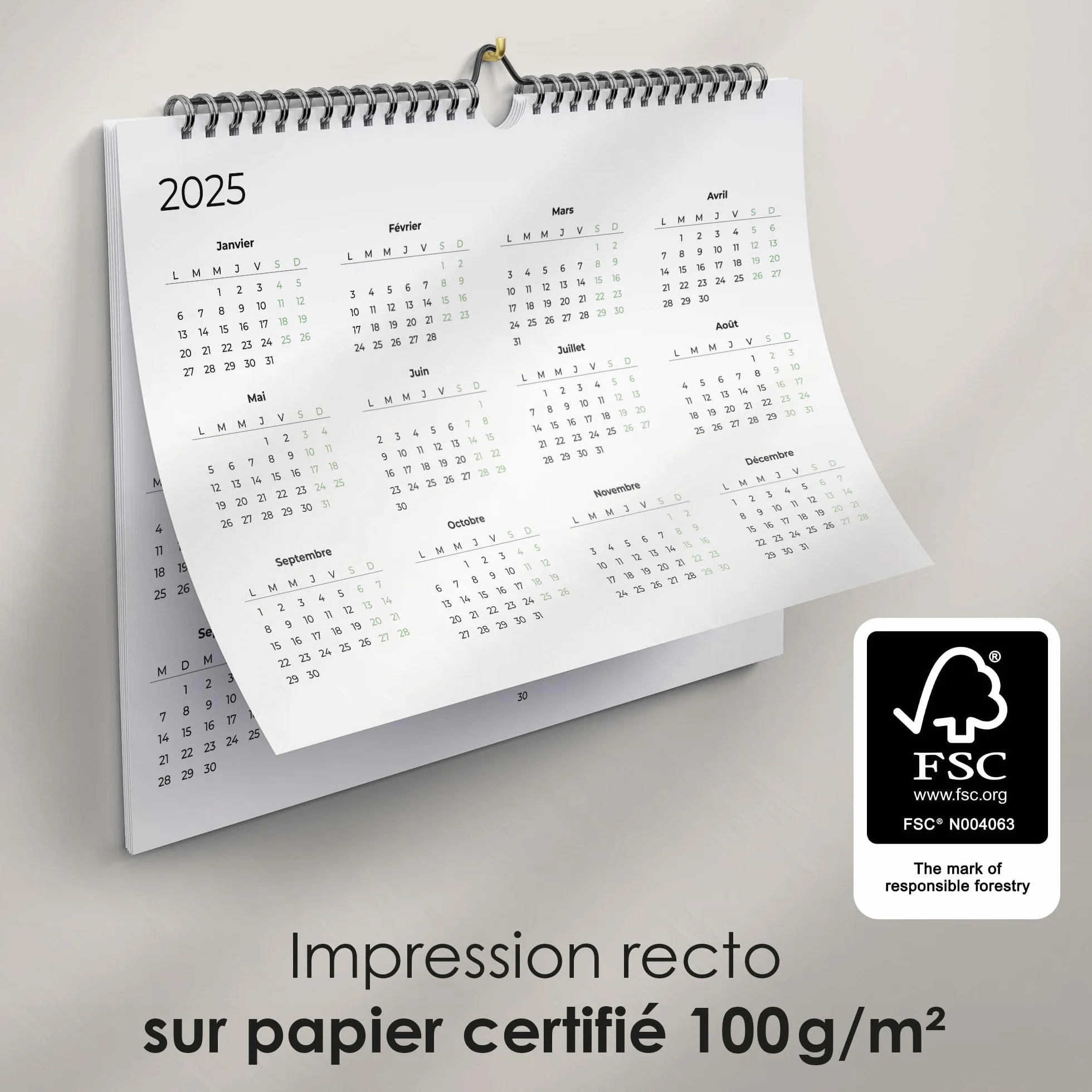 Calendrier Mural 2026 A4 Planificateur Annuel Mensuel Vue Mensuelle Maison Bureau