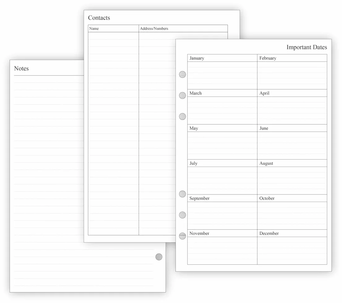 Agenda Semainier A5 2026-2027 Recharge Compatible Filofax
