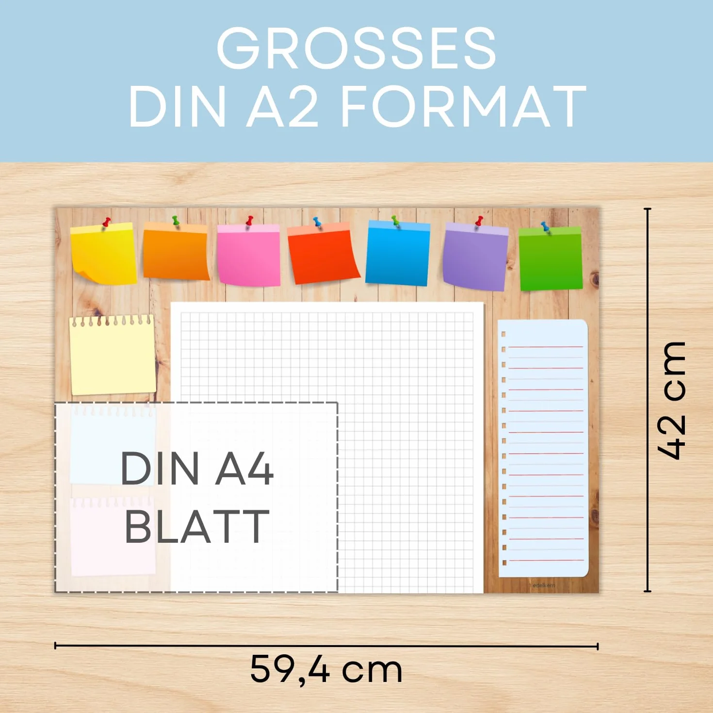 EDELKERN Sous-main en papier A2 pour enfants et adultes - Bloc-notes, organiseur, planificateur