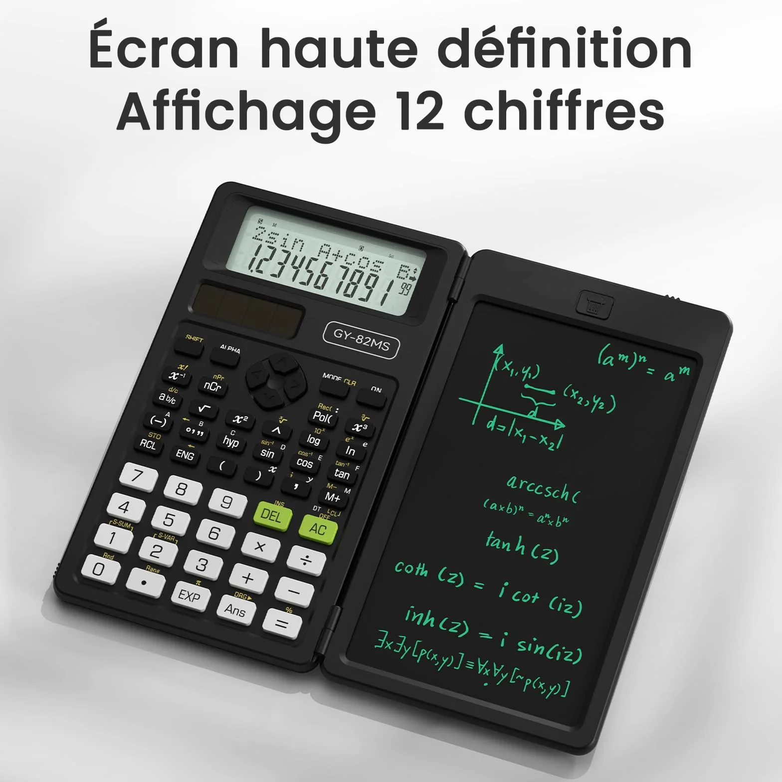 NEWYES Calculatrice Scientifique 82MS 240 Fonctions Tablette d'Écriture Stylo Inclus 2 Lignes Noir
