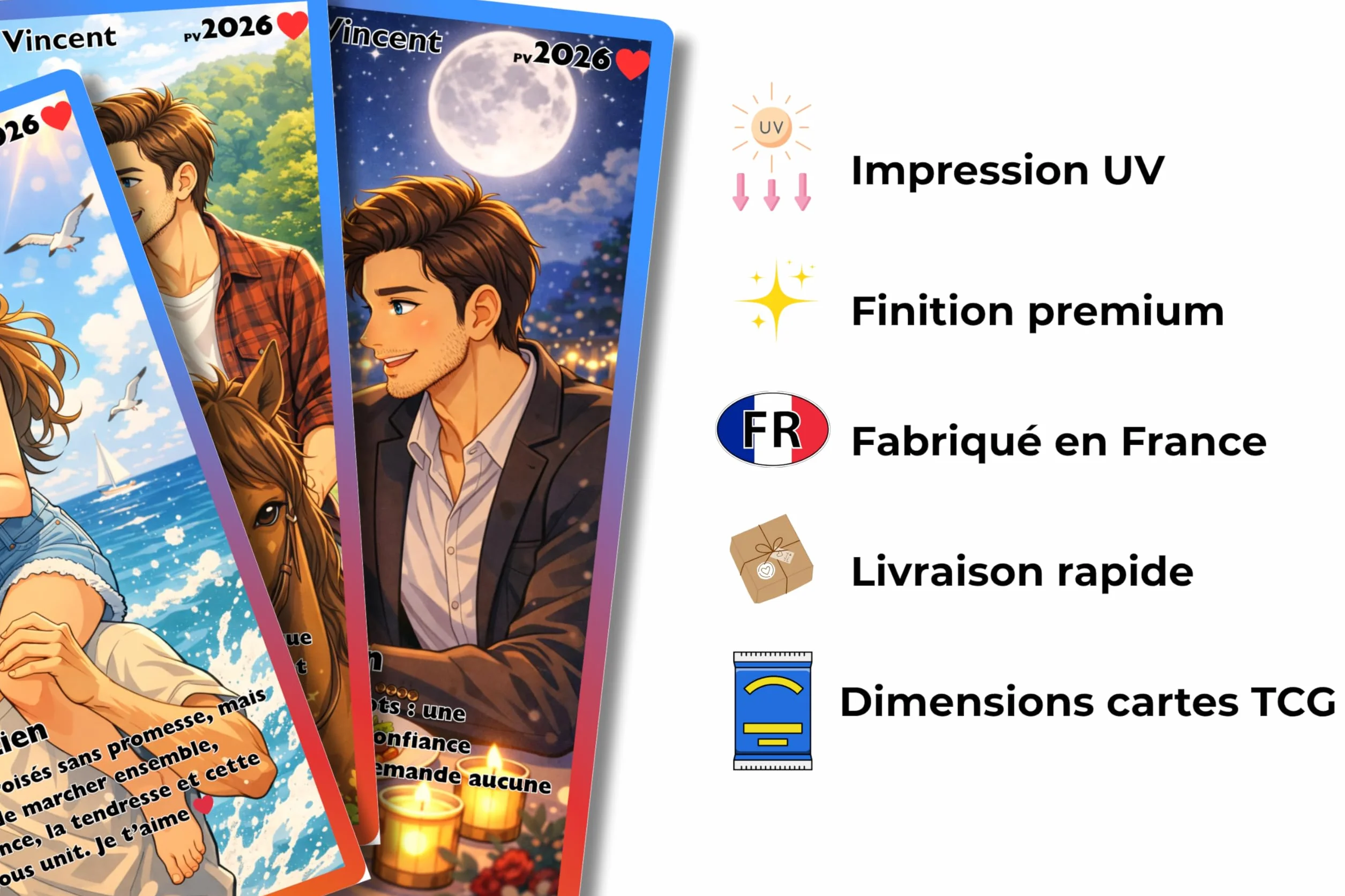 Booster Spécial Couples – 5 Cartes Photo Style Jeu à Collectionner – Cadeau Anniversaire Original