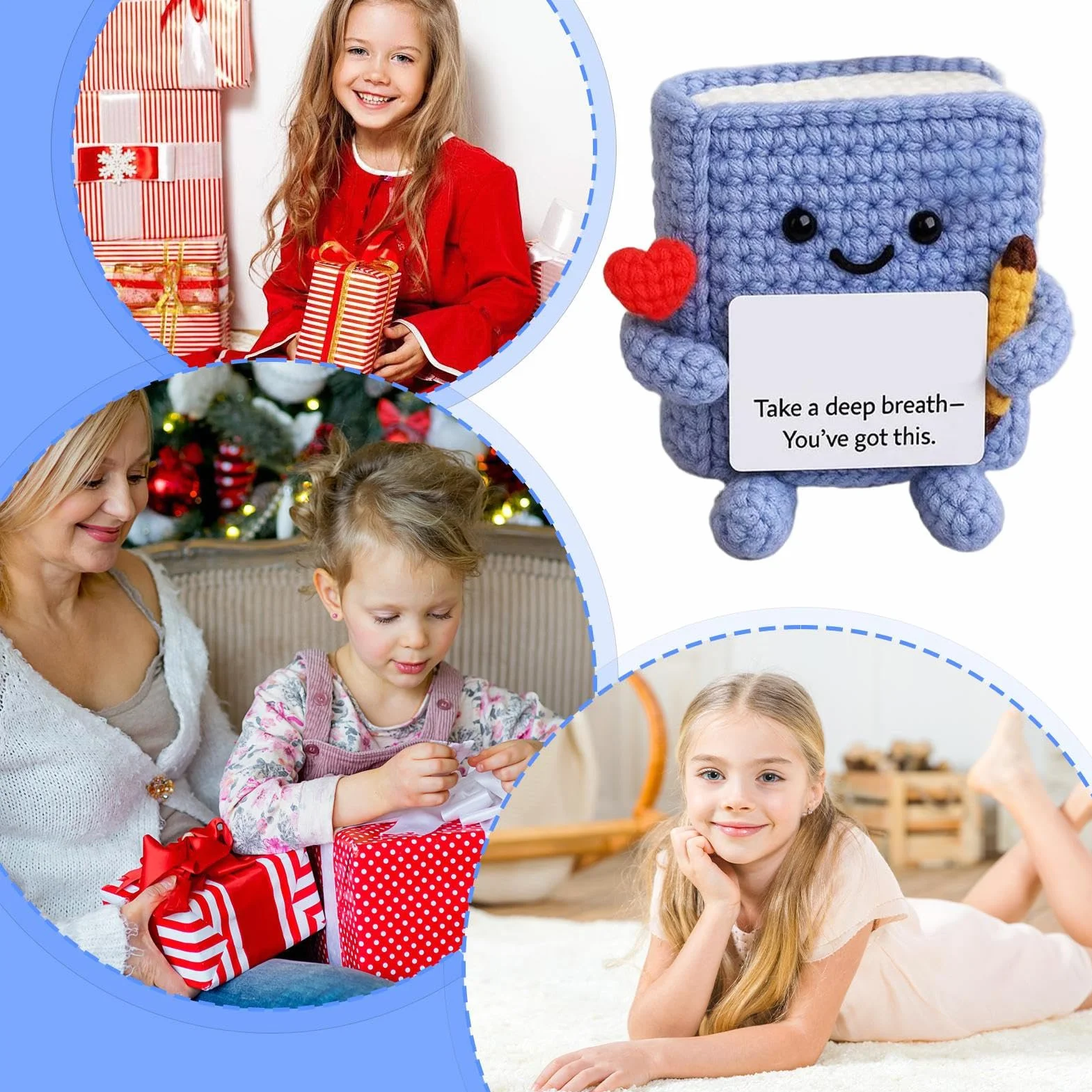 Huxibai Crochet motivant - Petit livre à crochet positif, décoration amusante pour bureau, cadeau d'anniversaire
