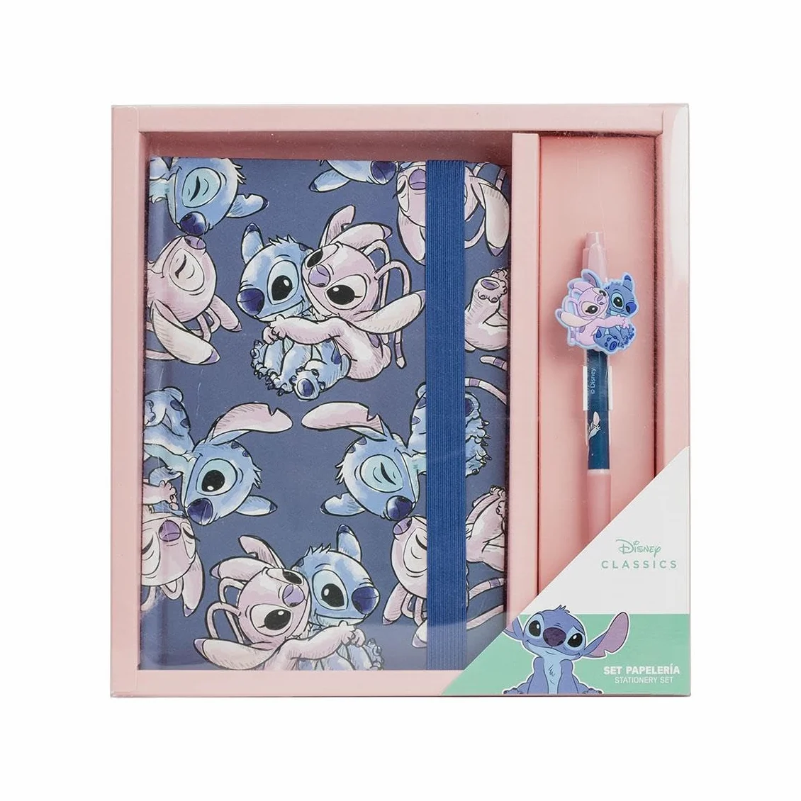 Set de papeterie Stitch bleu 23x24x3 cm carnet et stylo original Espagne