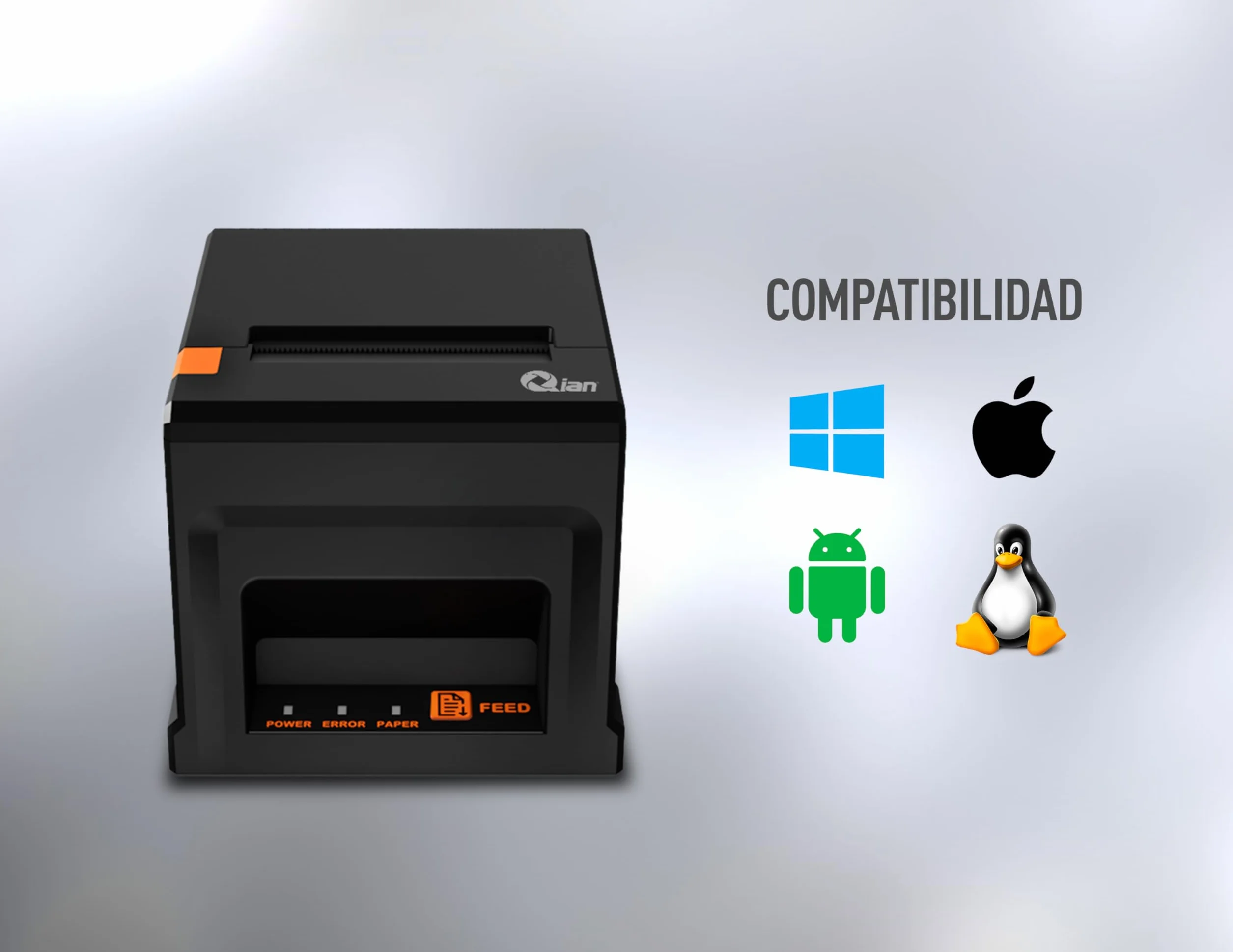 Qian Imprimante de reçus Thermique 80mm POS découpe Automatique ESC/POS Vitesse 220 mm/s USB LAN Bluetooth