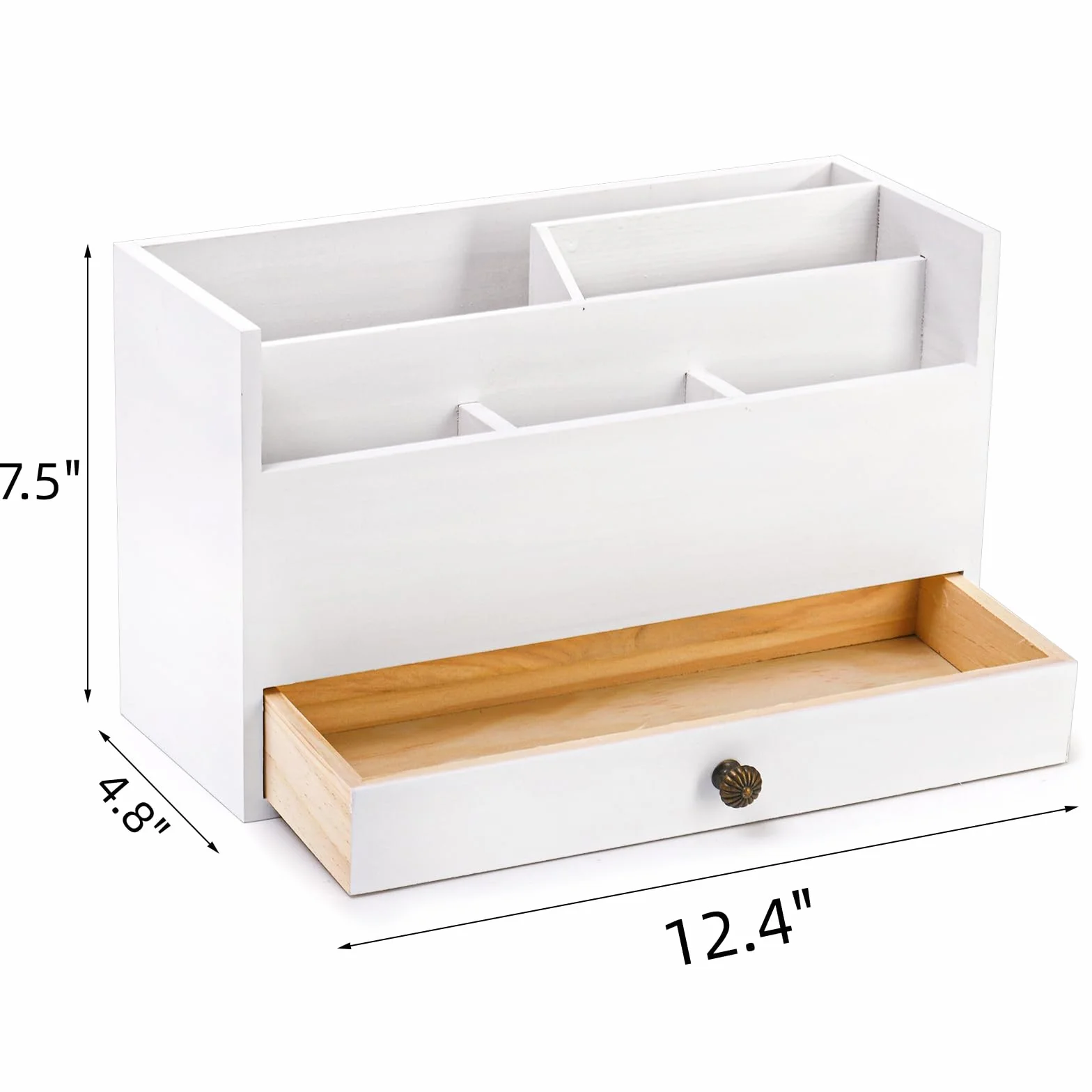Organiseur de courrier en bois blanc avec tiroir pour bureau