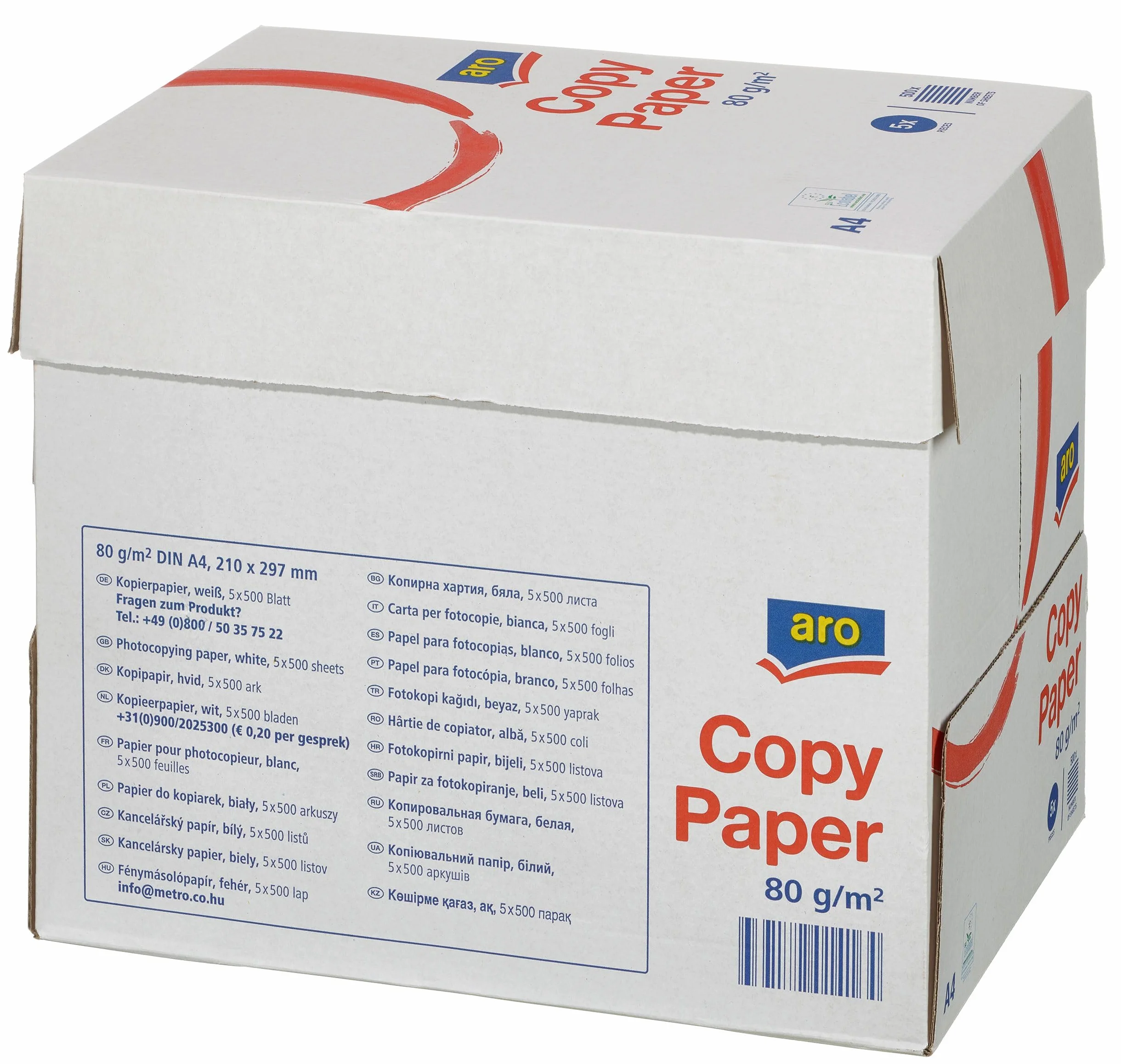 Papier A4 80 g/m² 2500 feuilles (5x500) blanc pour imprimante laser jet d'encre
