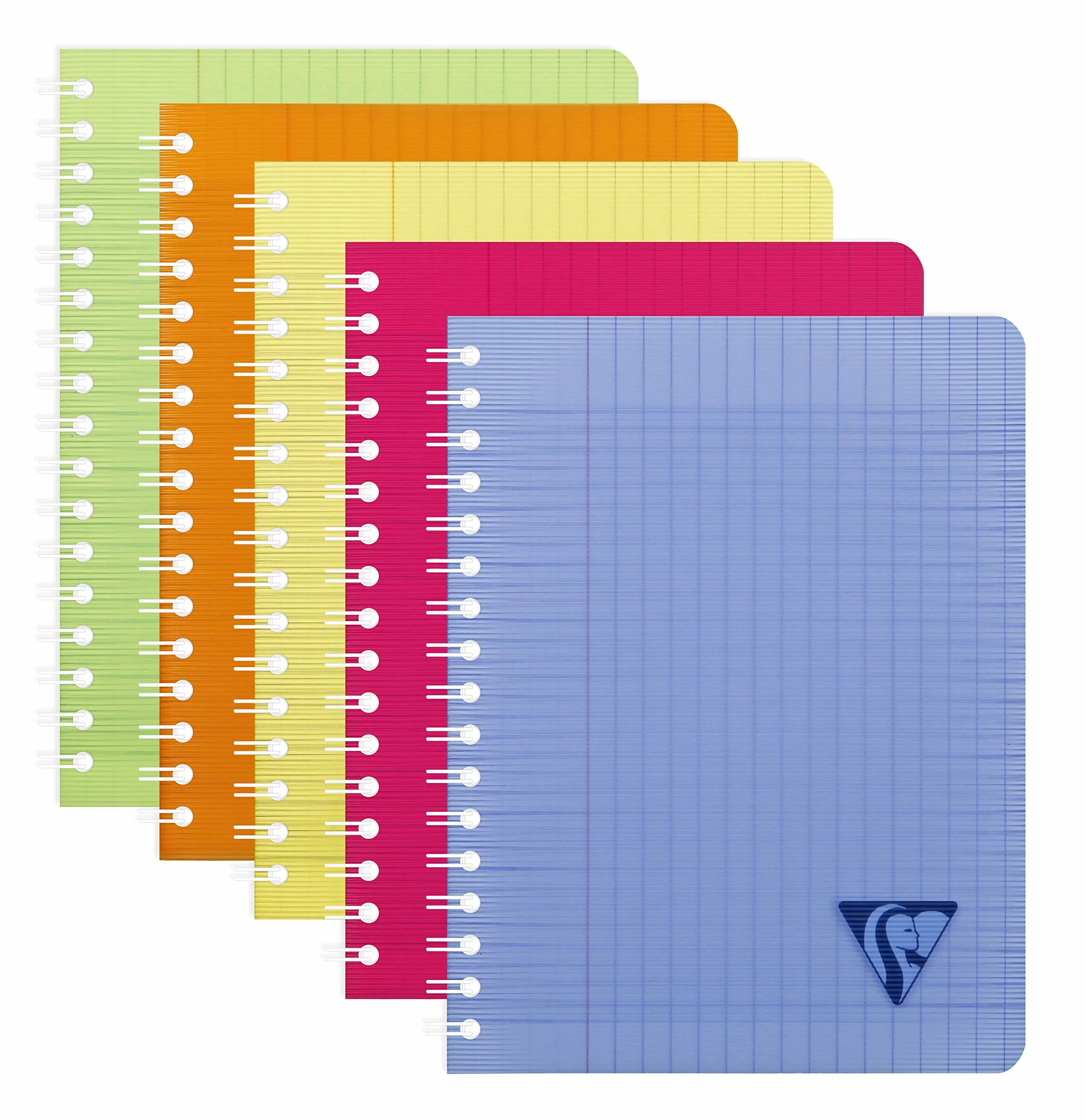 Clairefontaine Linicolor Fresh Cahier à Spirale 17x22 cm 100 Pages Grands Carreaux Papier Blanc 90 g Couverture Polypro Transparent